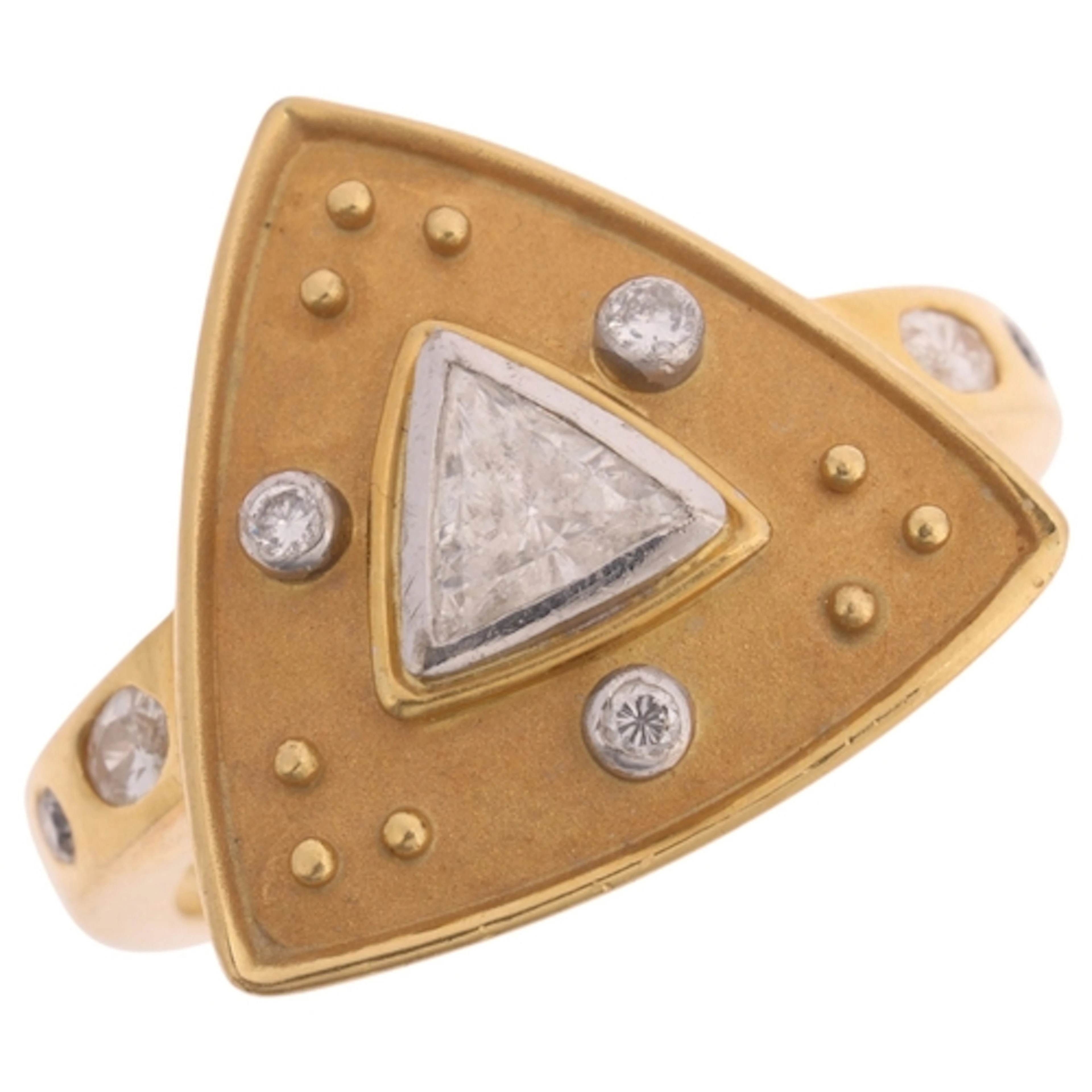 An 18ct gold diamond panel ring, maker SM, London 1997, rub-...