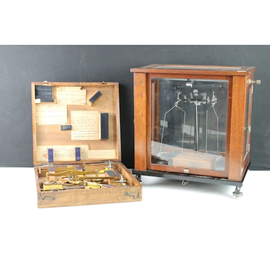 19th century Amsler brass mechanical integrator, within fitt...
