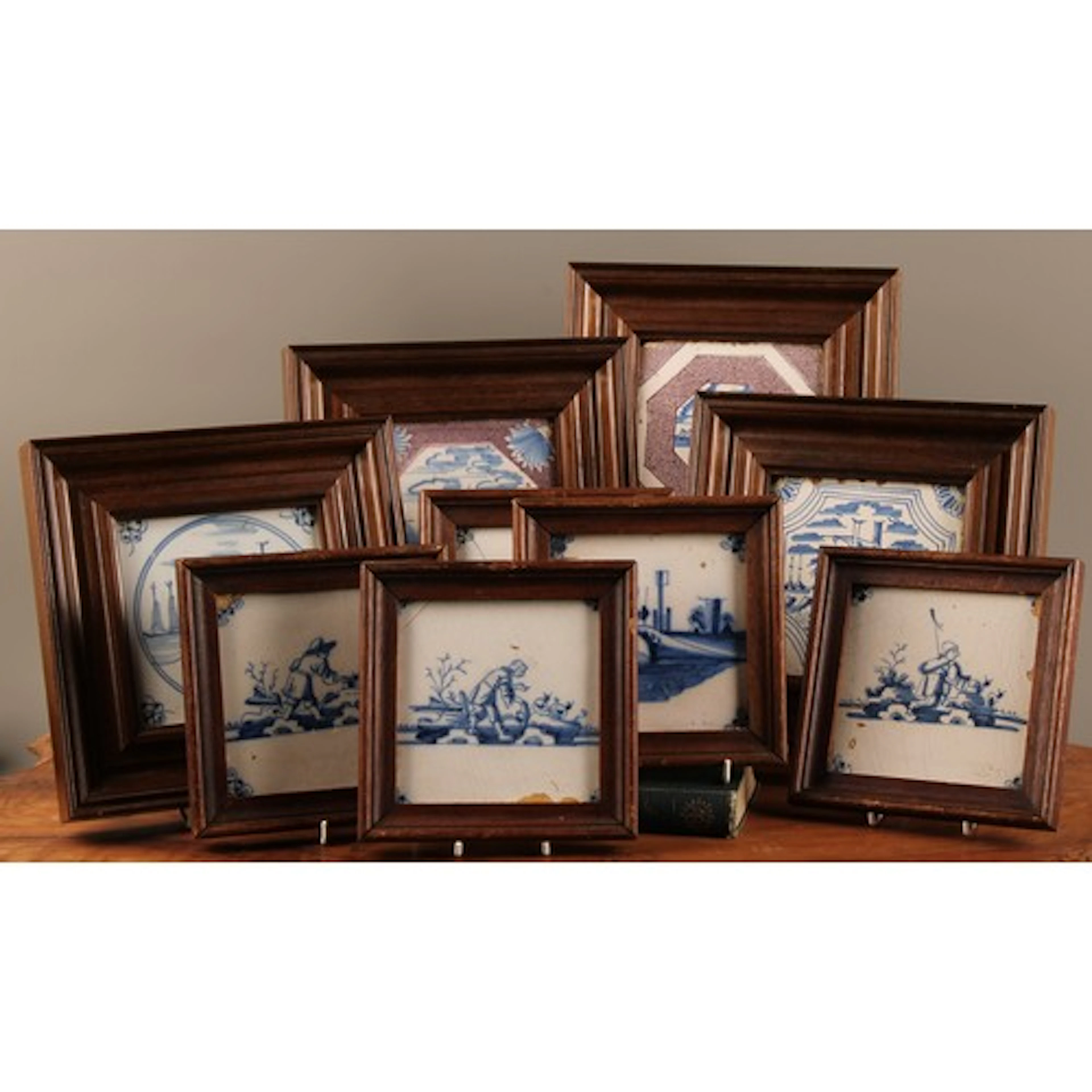 An 18th century London delft tile, hand-painted with fisherm...