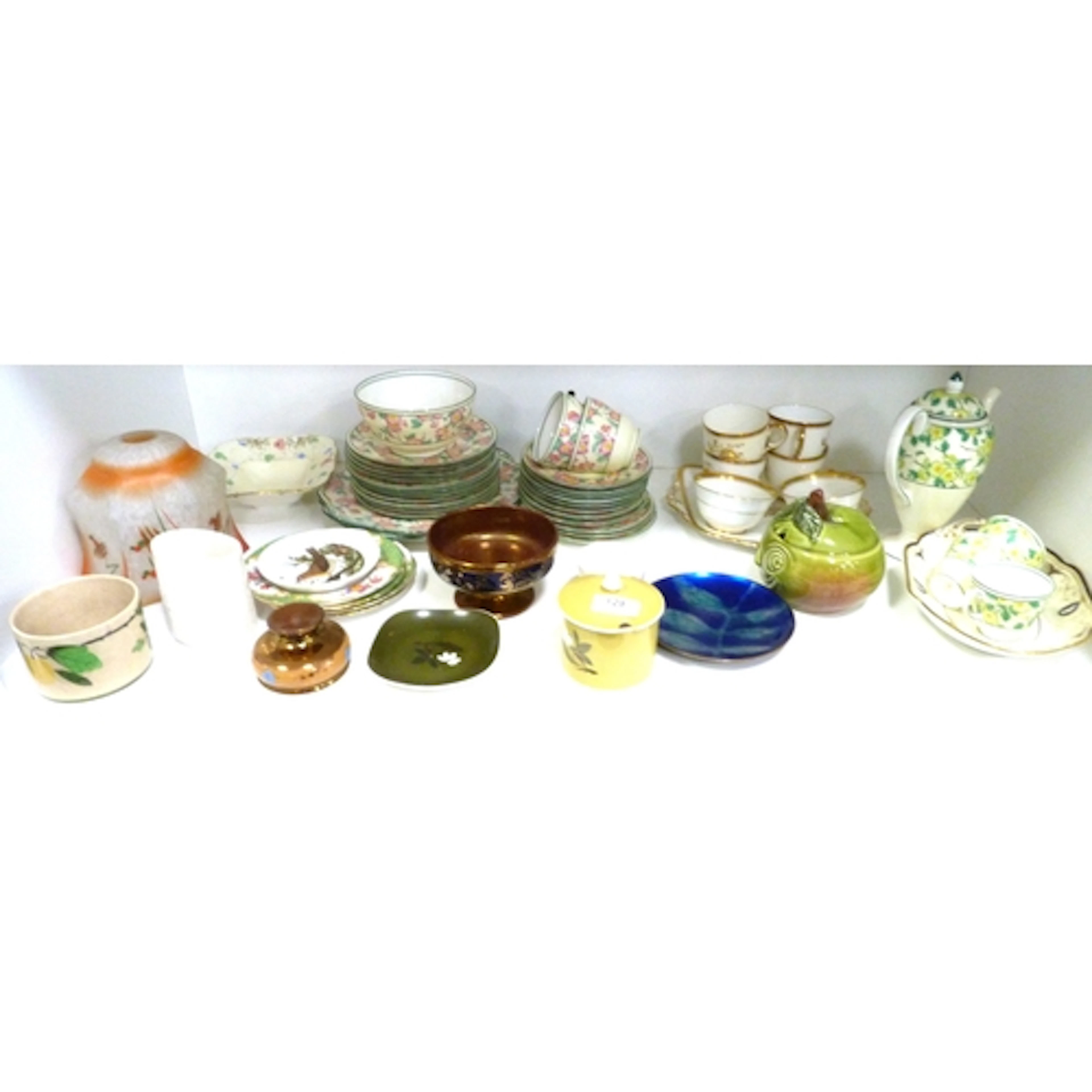 Shelf of assorted china to include Paragon, Wedgwood coffee ...