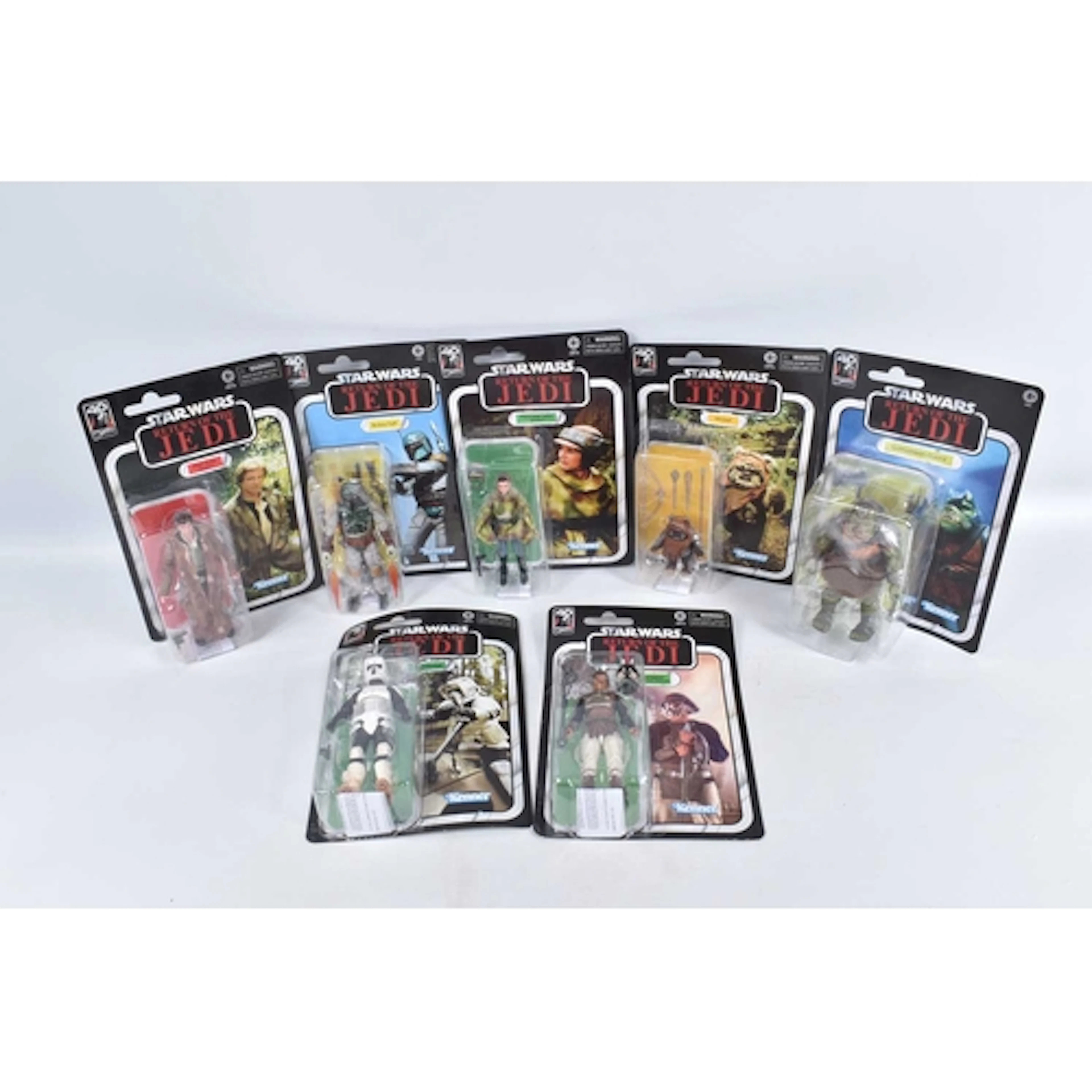 SEVEN BOXED HASBRO STAR WARS RETURN OF THE JEDI FIGURES, to...