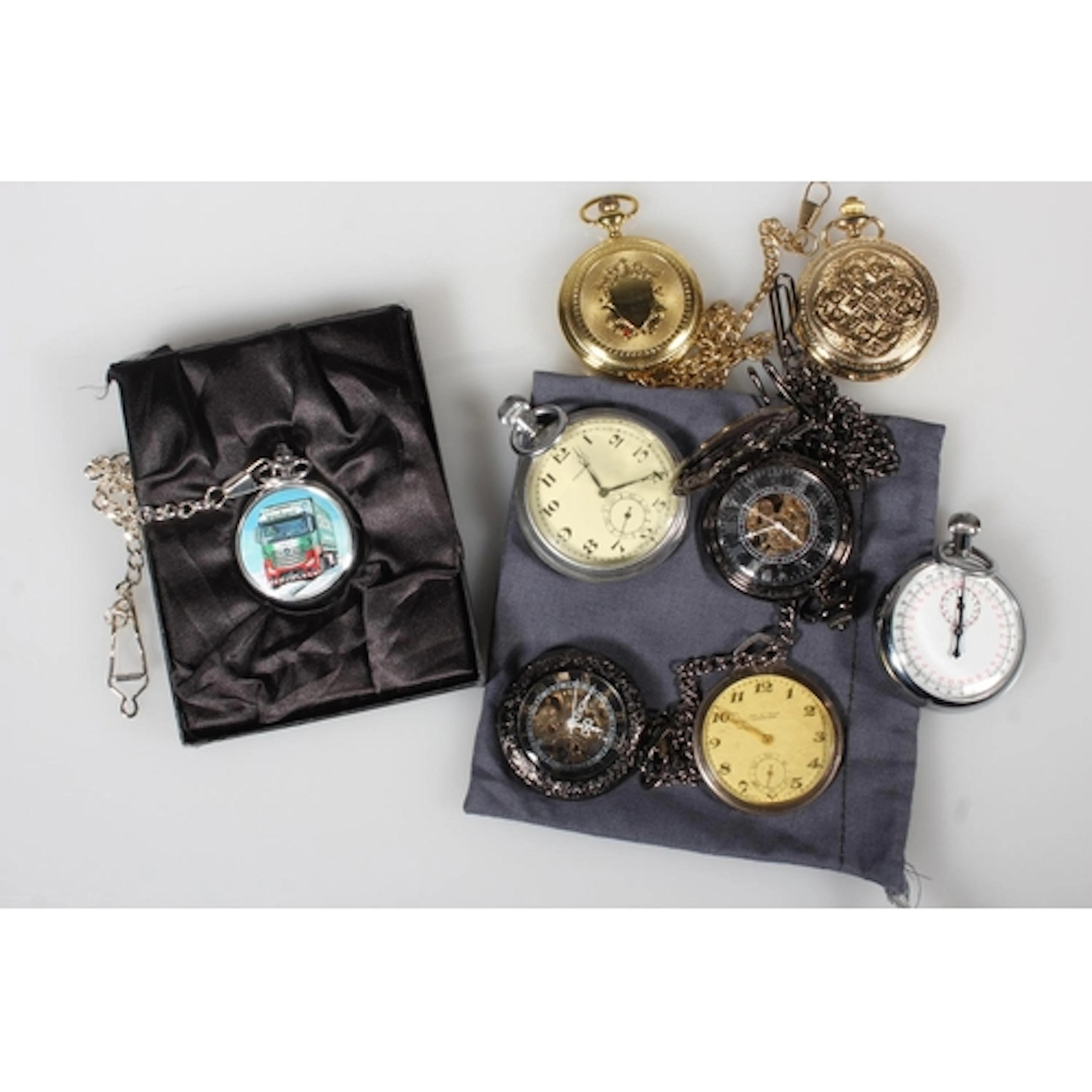 Eddie Stobart pocket watch boxed, two modern pocket watches ...