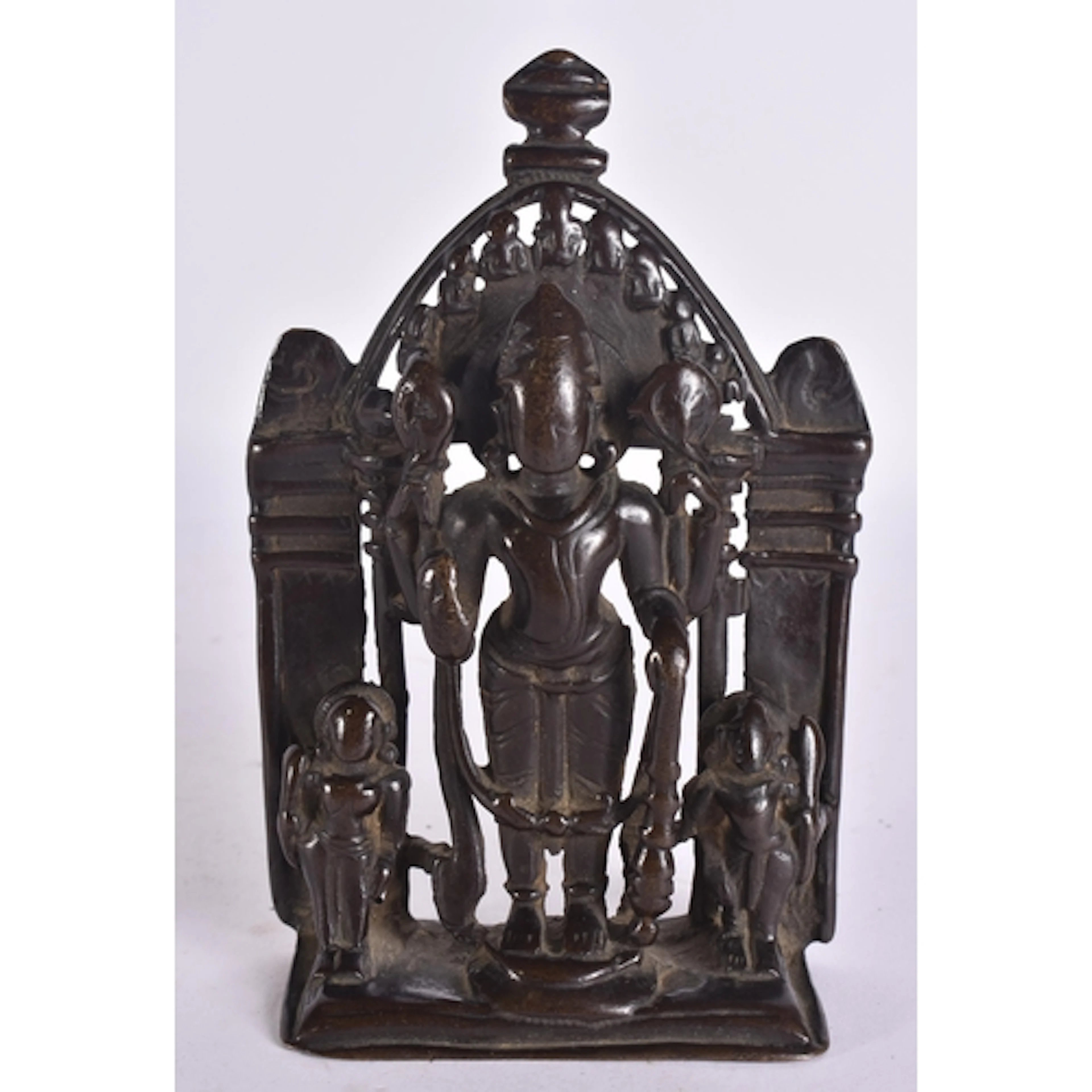 A FINE AND EARLY INDIAN PALA BRONZE VISHNU TRIAD SHRINE Beng...