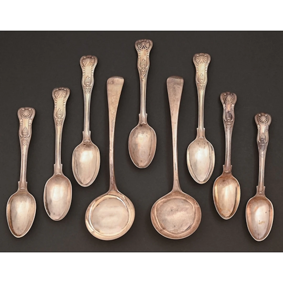 Two sets of three and four William IV and Victorian silver t...