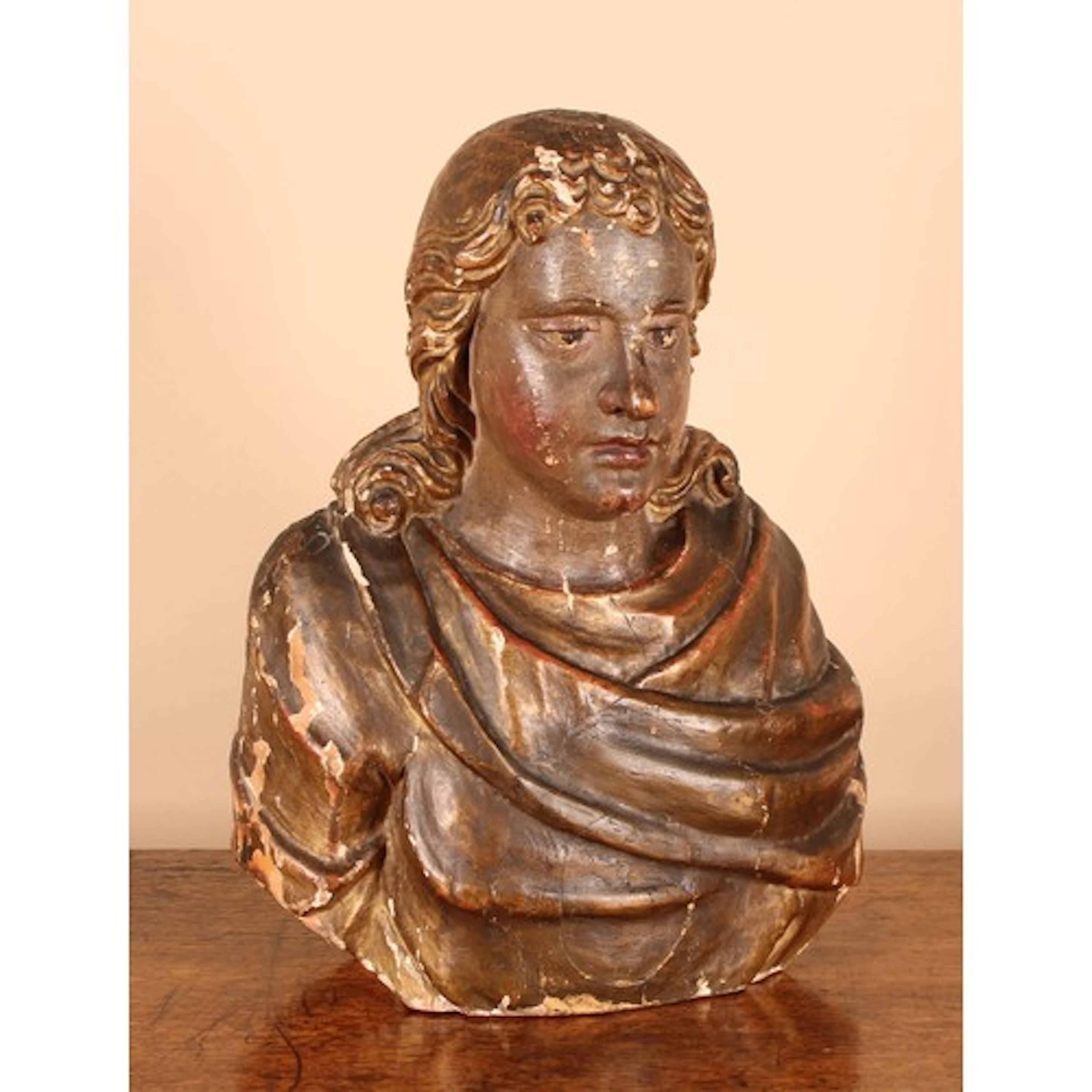A 17th century Continental Baroque gesso and polychrome deco...
