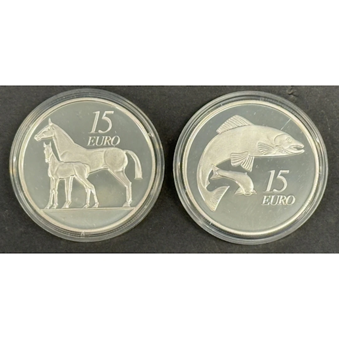 A pair of Irish Animals of Irish Coinage €15 silver proof co...