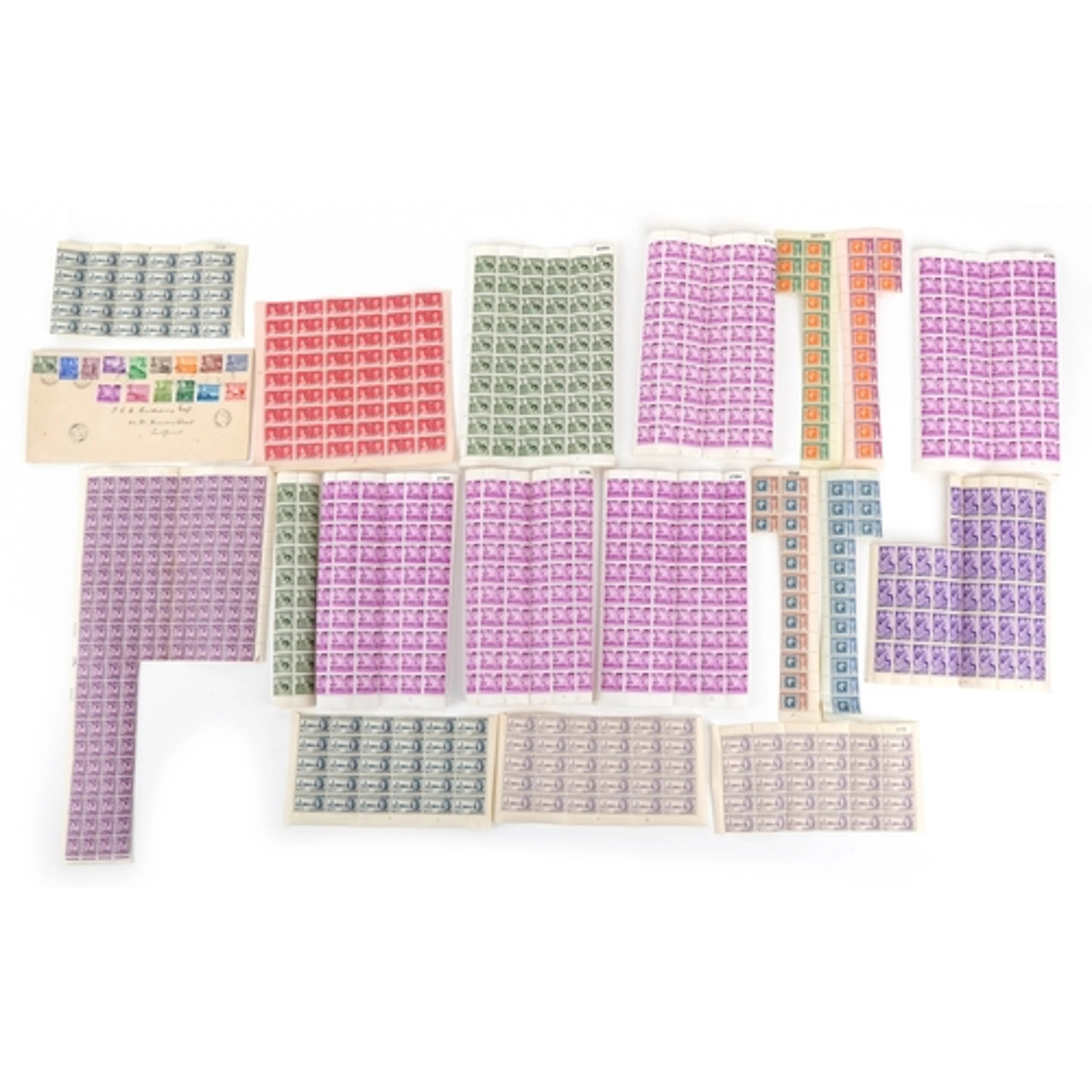 George V Mauritius stamps including whole sheets of 1950 one...