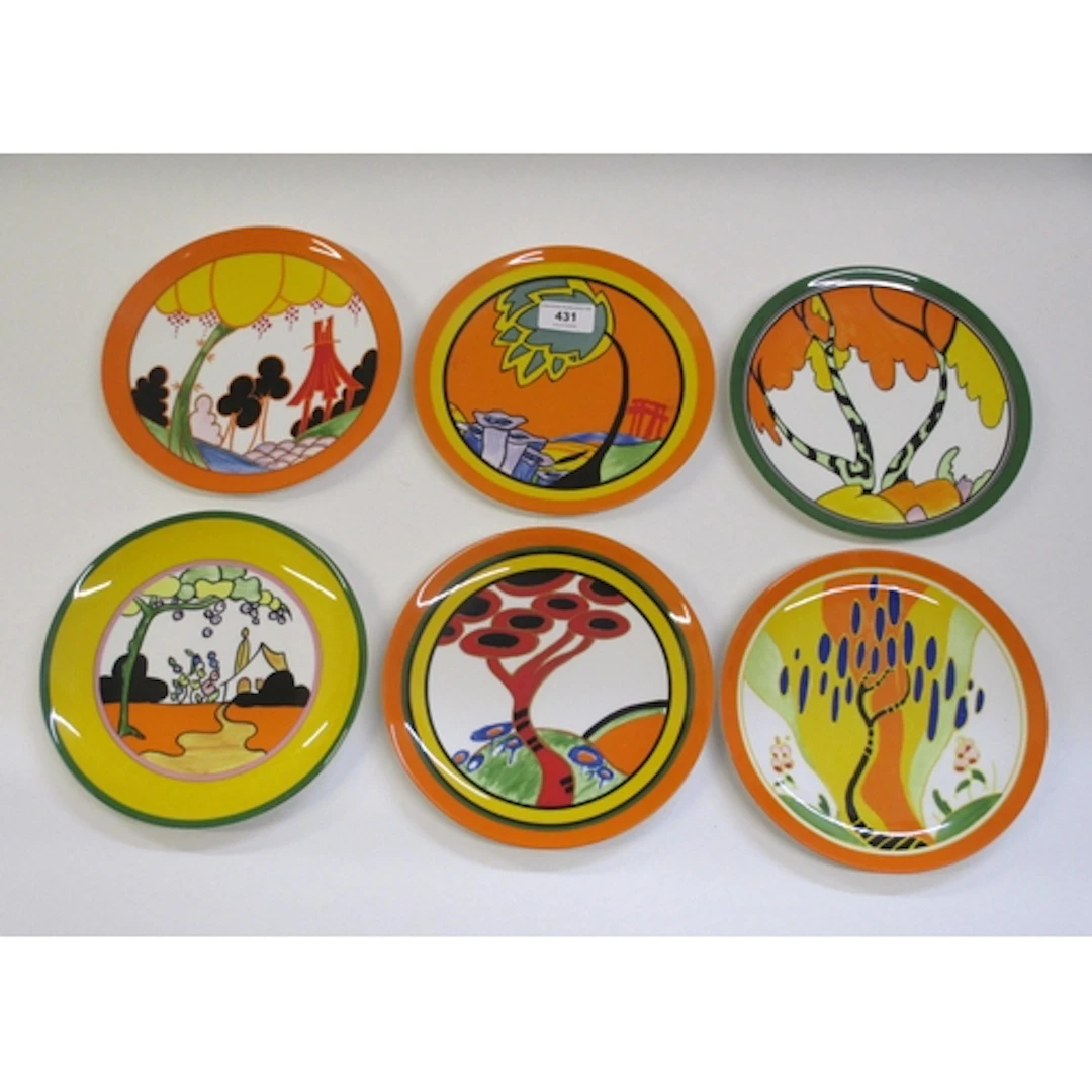 Set of six ' Landscapes of Clarice Cliff ' plates, 1994