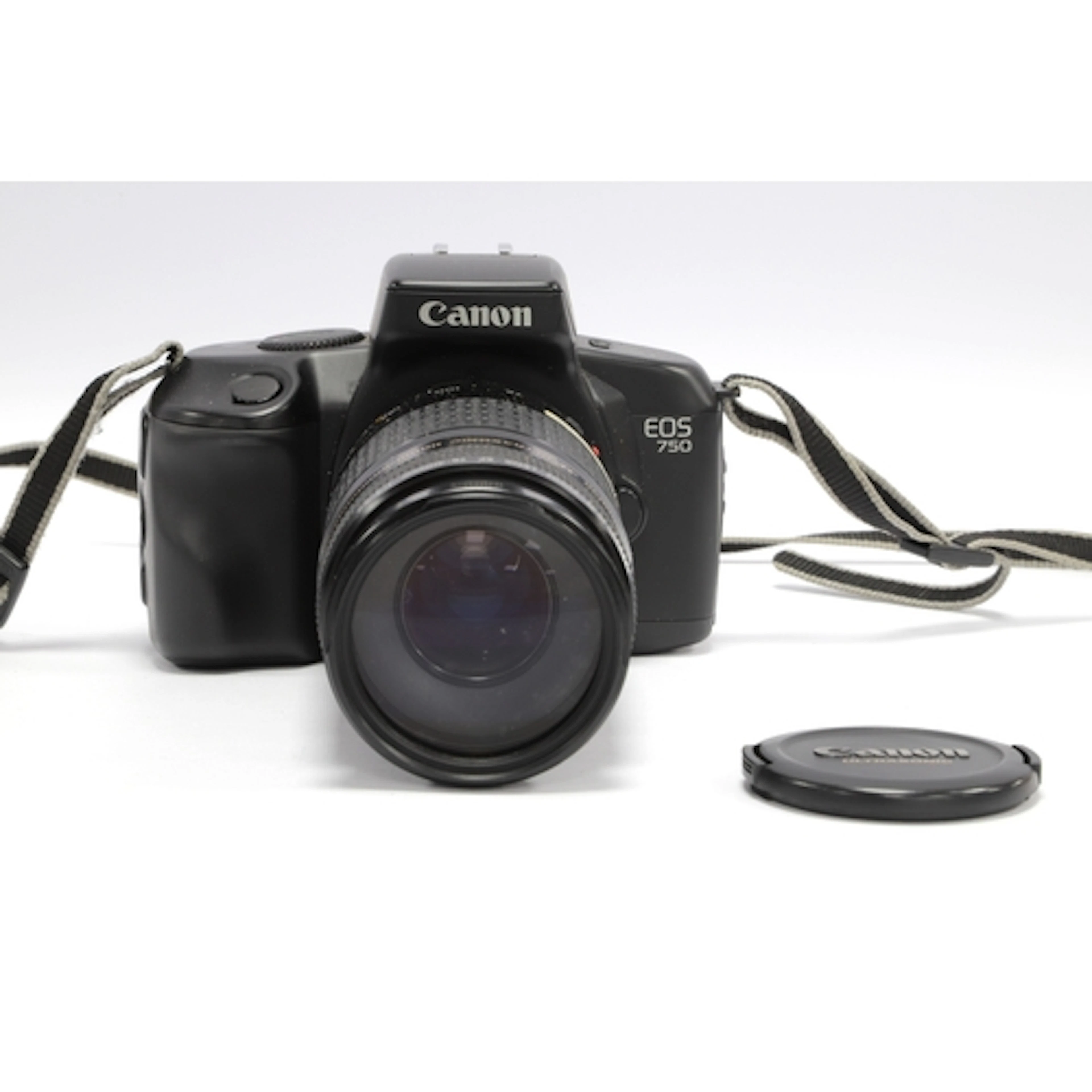 Canon EOS 750 35mm SLR Film Camera with attached Canon EF 75...
