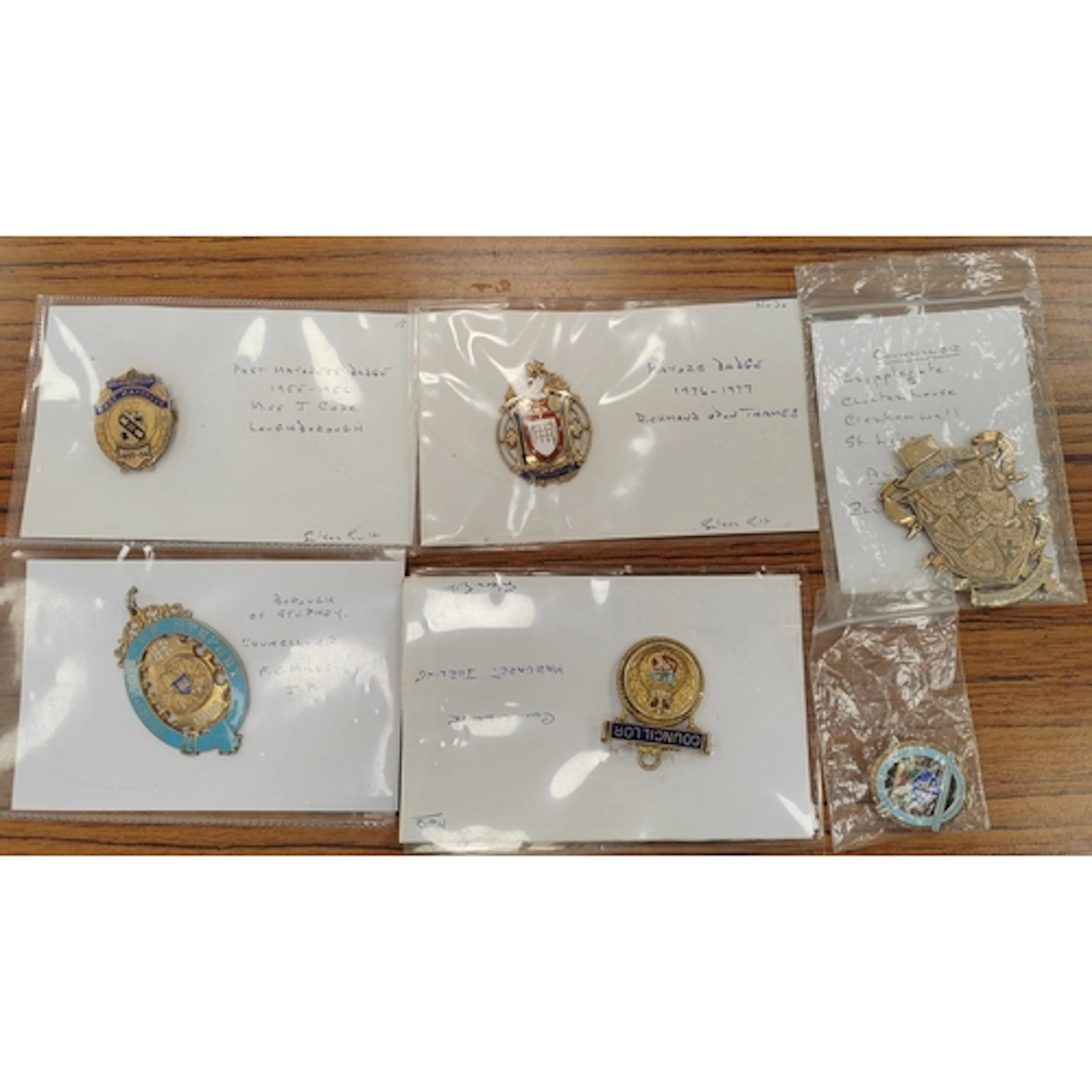 Range of hallmarked silver and enamel Council/Mayoral badges...
