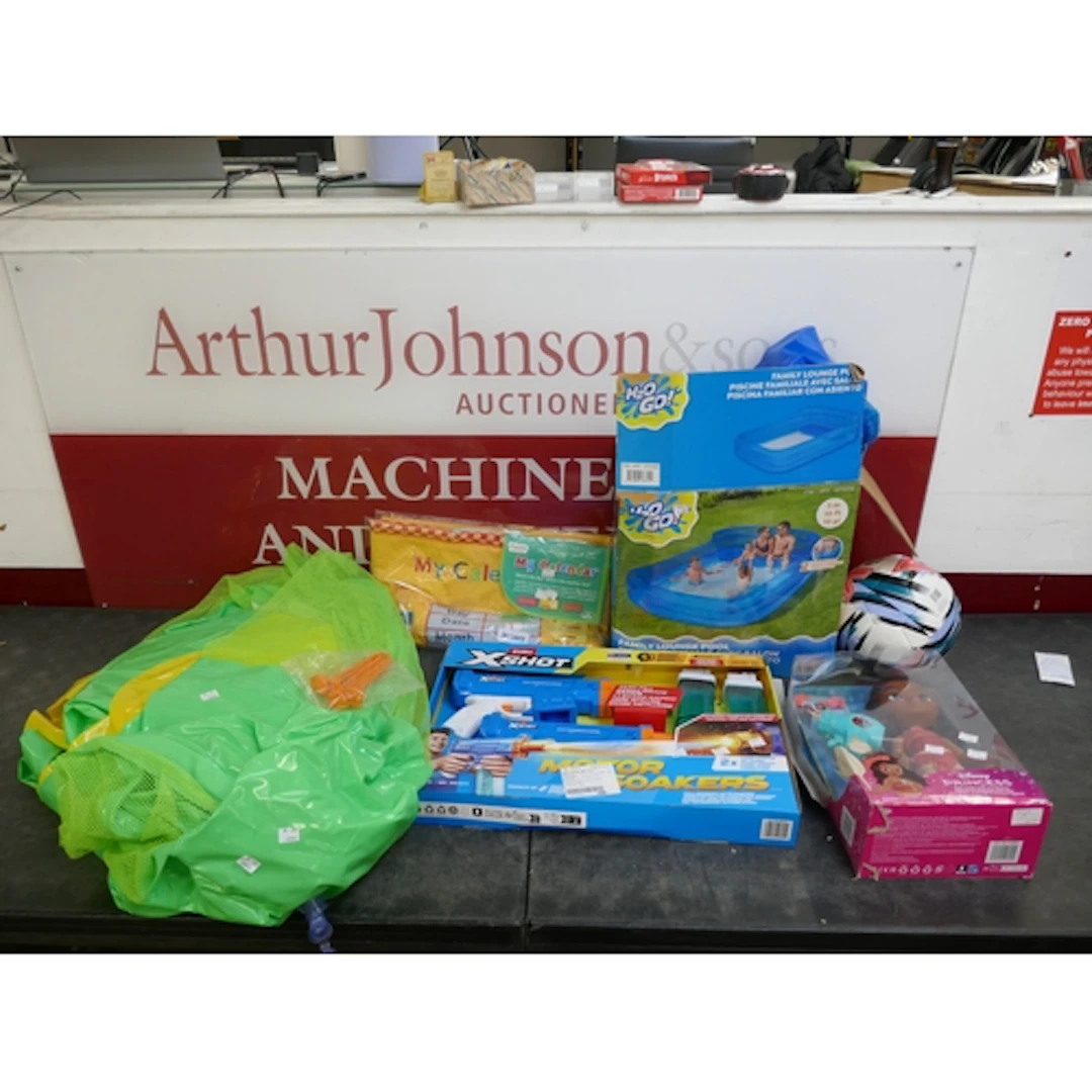 An assortment of items including a My Fabric calendar, a siz...