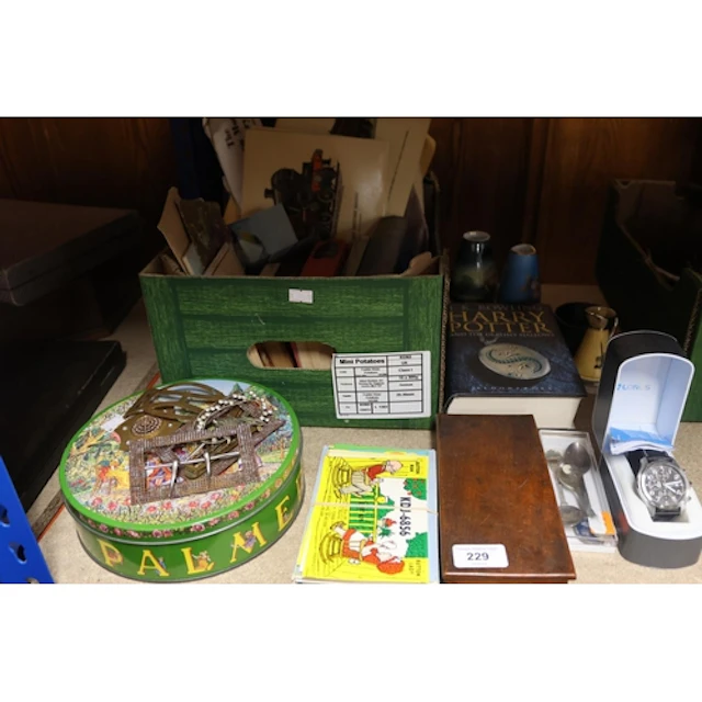 Books to include Harry Potter, belt buckles, Lorus boxed wat...