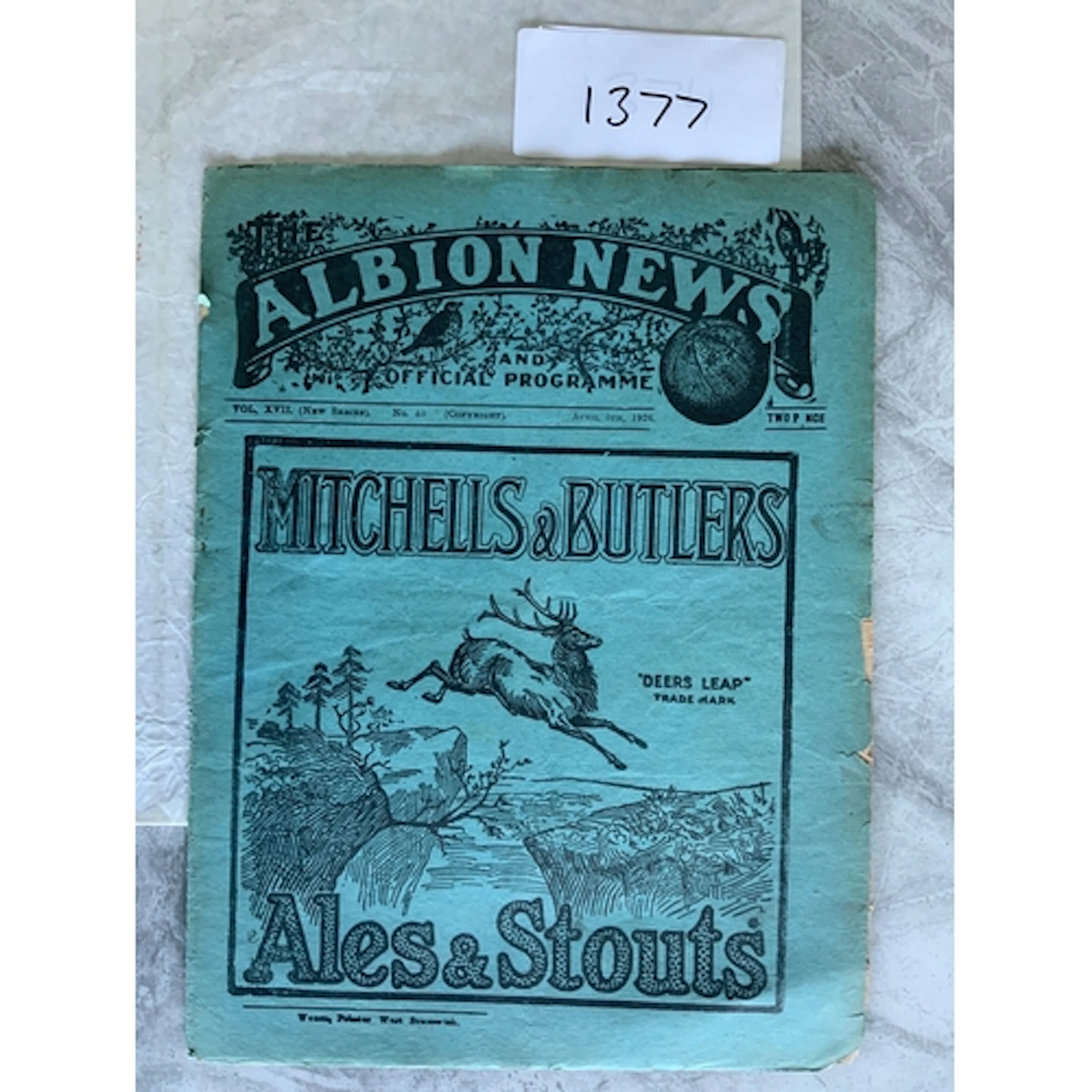 1925 - 1926 West Brom v Tottenham Football Programme: Divisi...