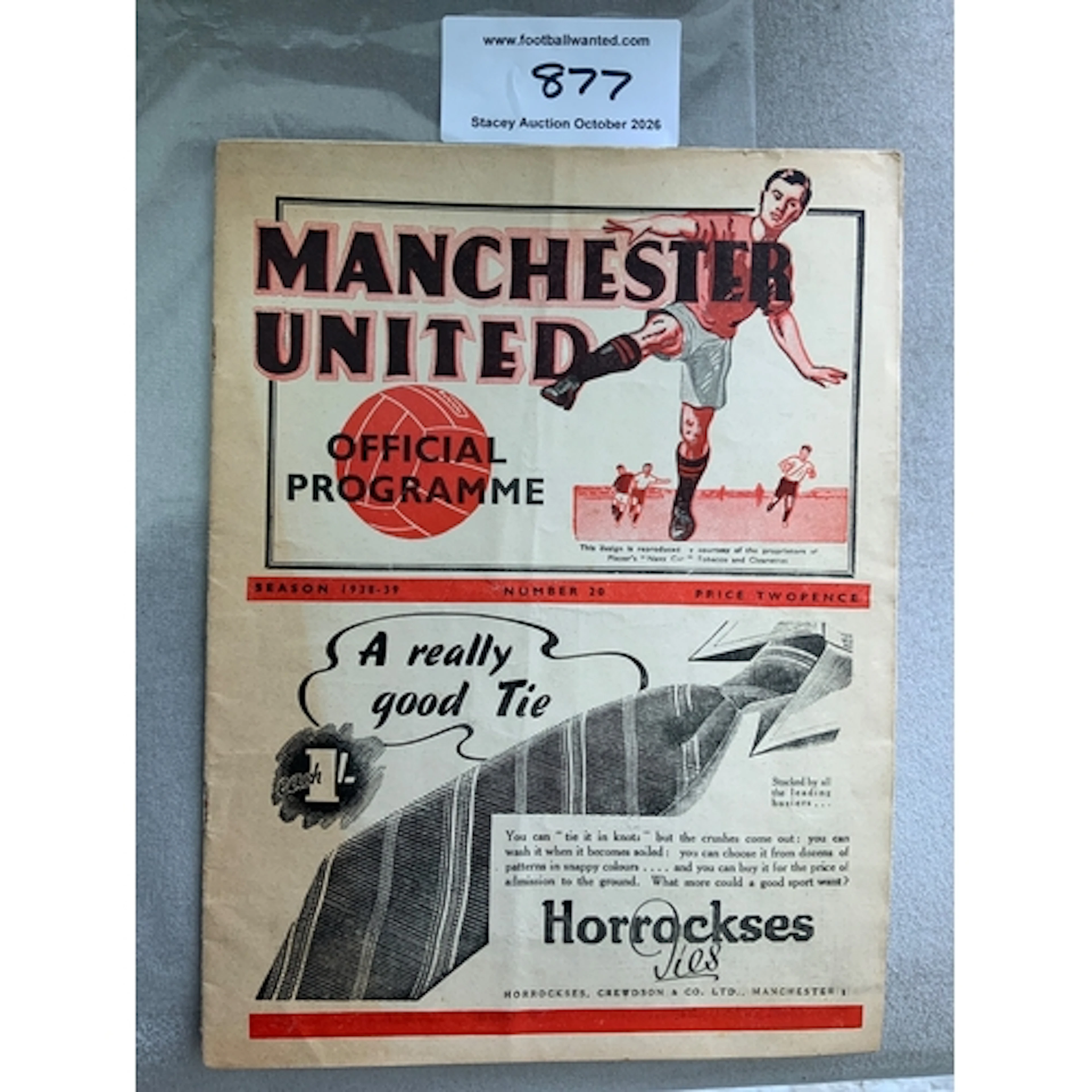 1938 - 1939 Manchester United v Portsmouth Football Programm...