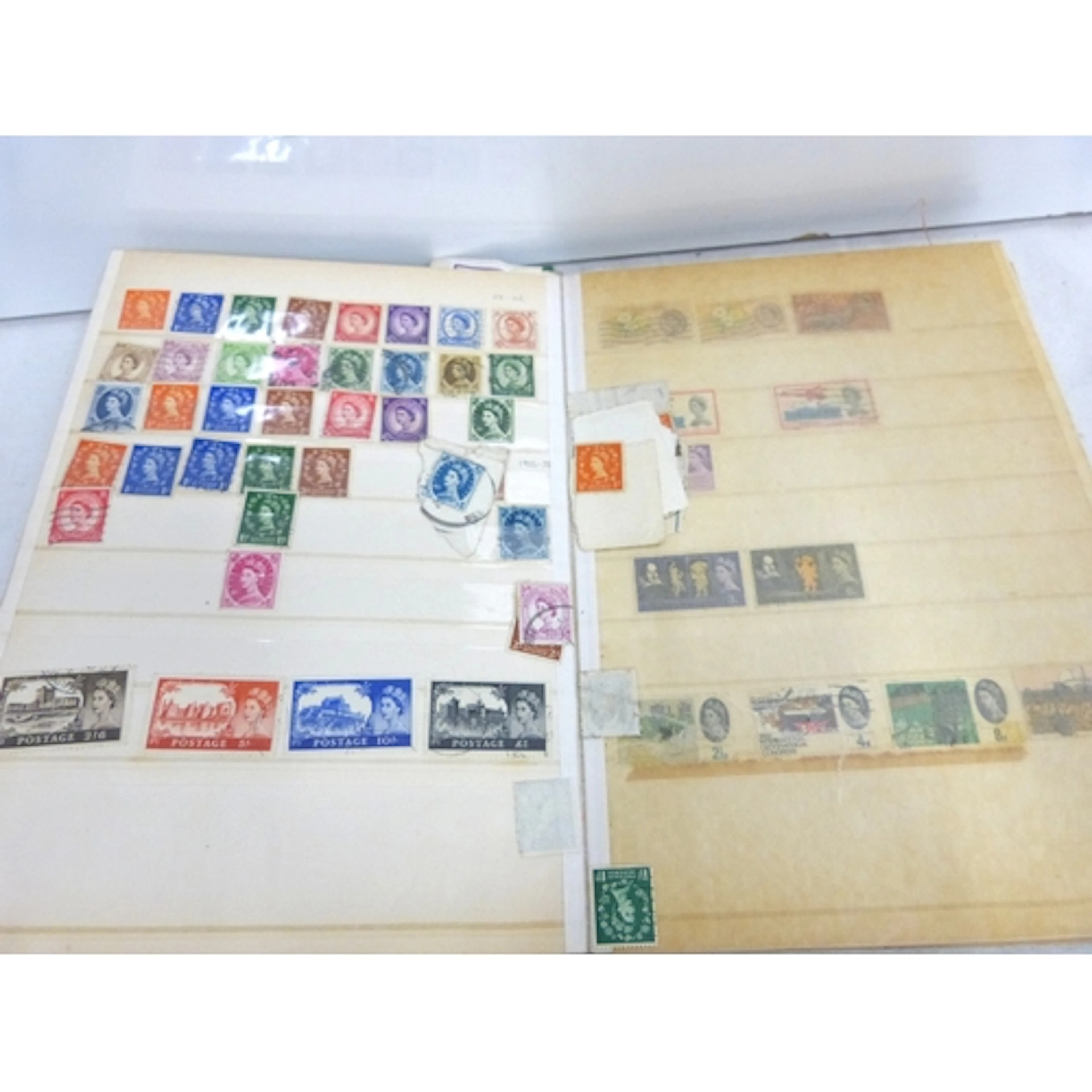 Vintage stamp album containing world stamps.