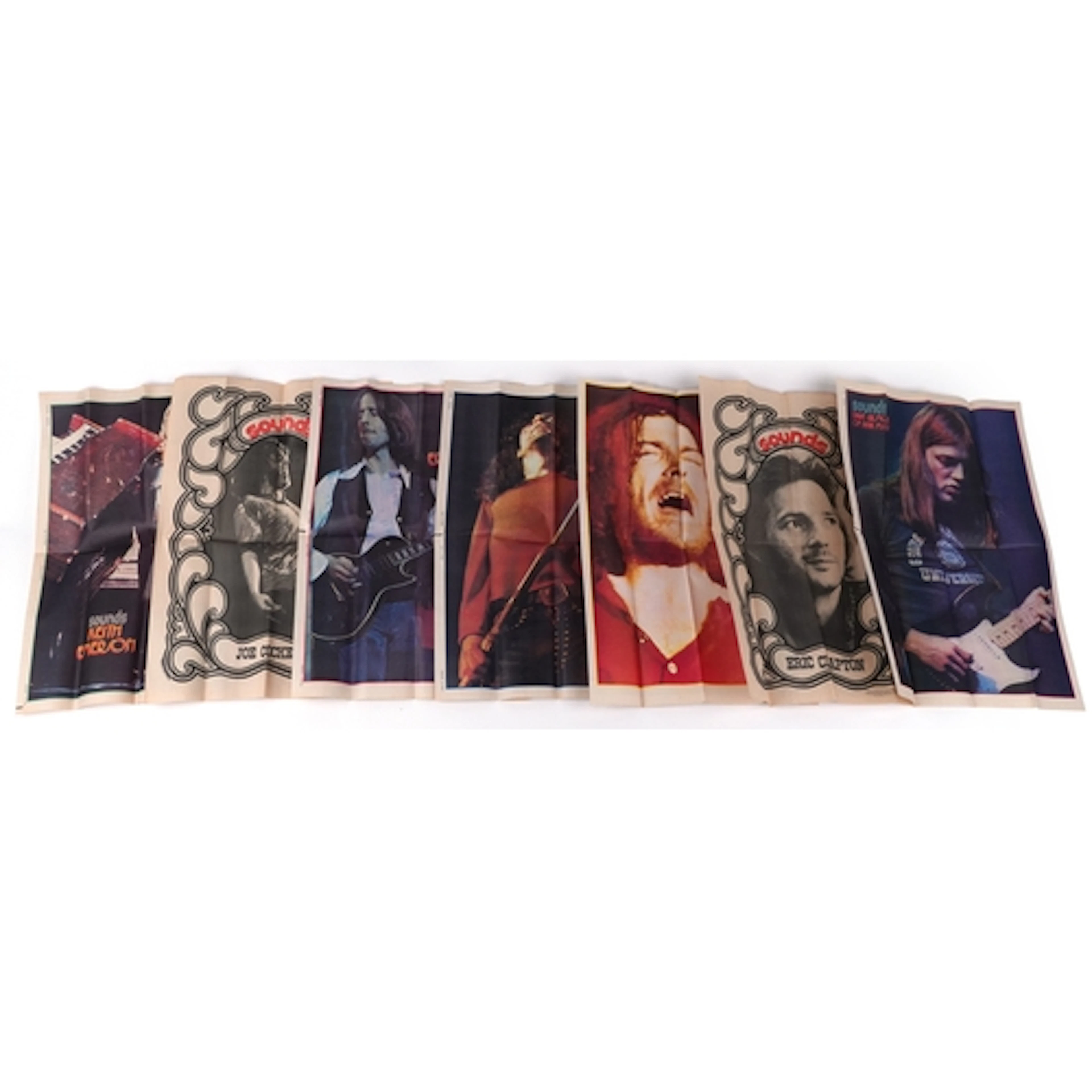 Seven 1970s musician and singer music posters by Sounds comp...