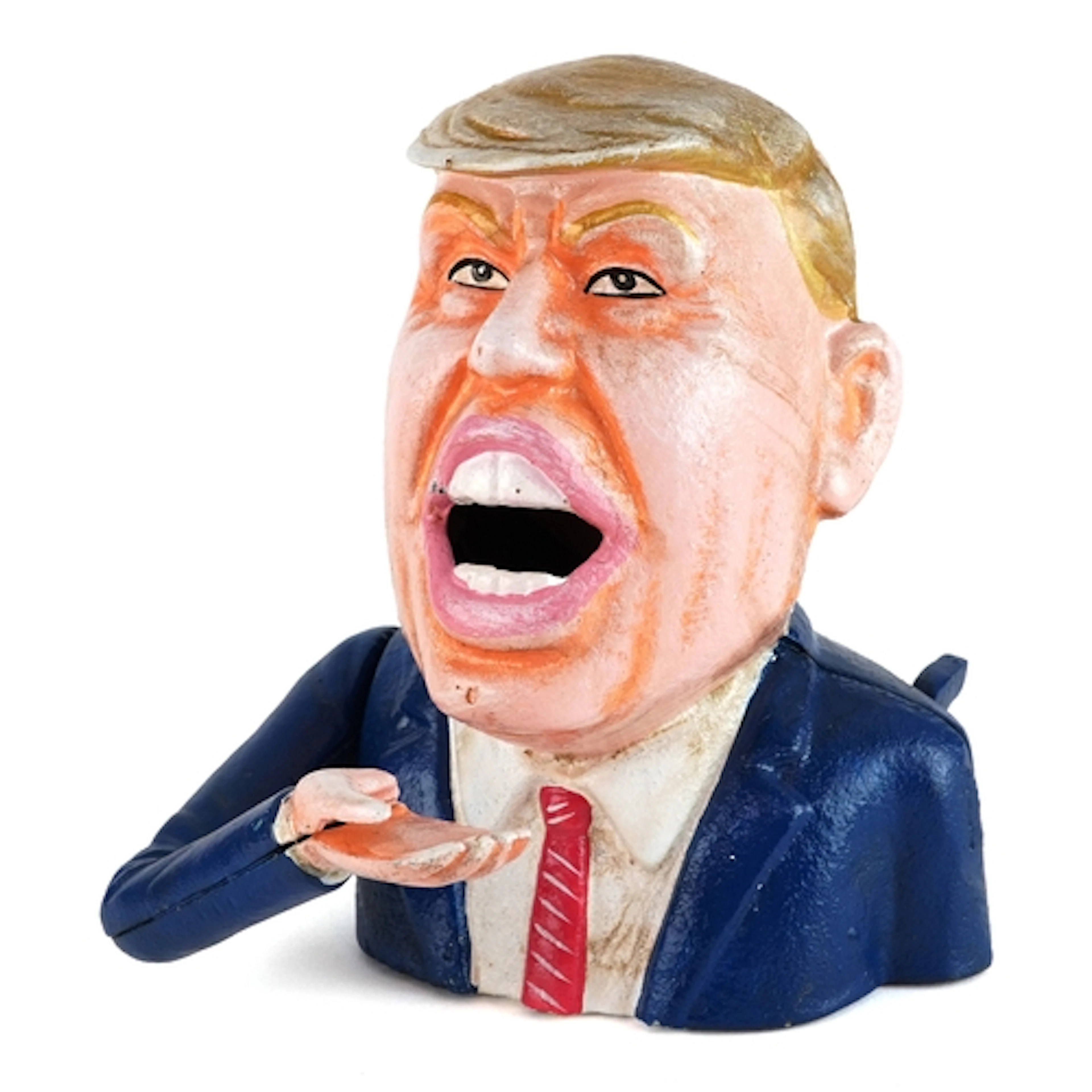 Novelty cast iron money bank in the form of Donald Trump, 17...