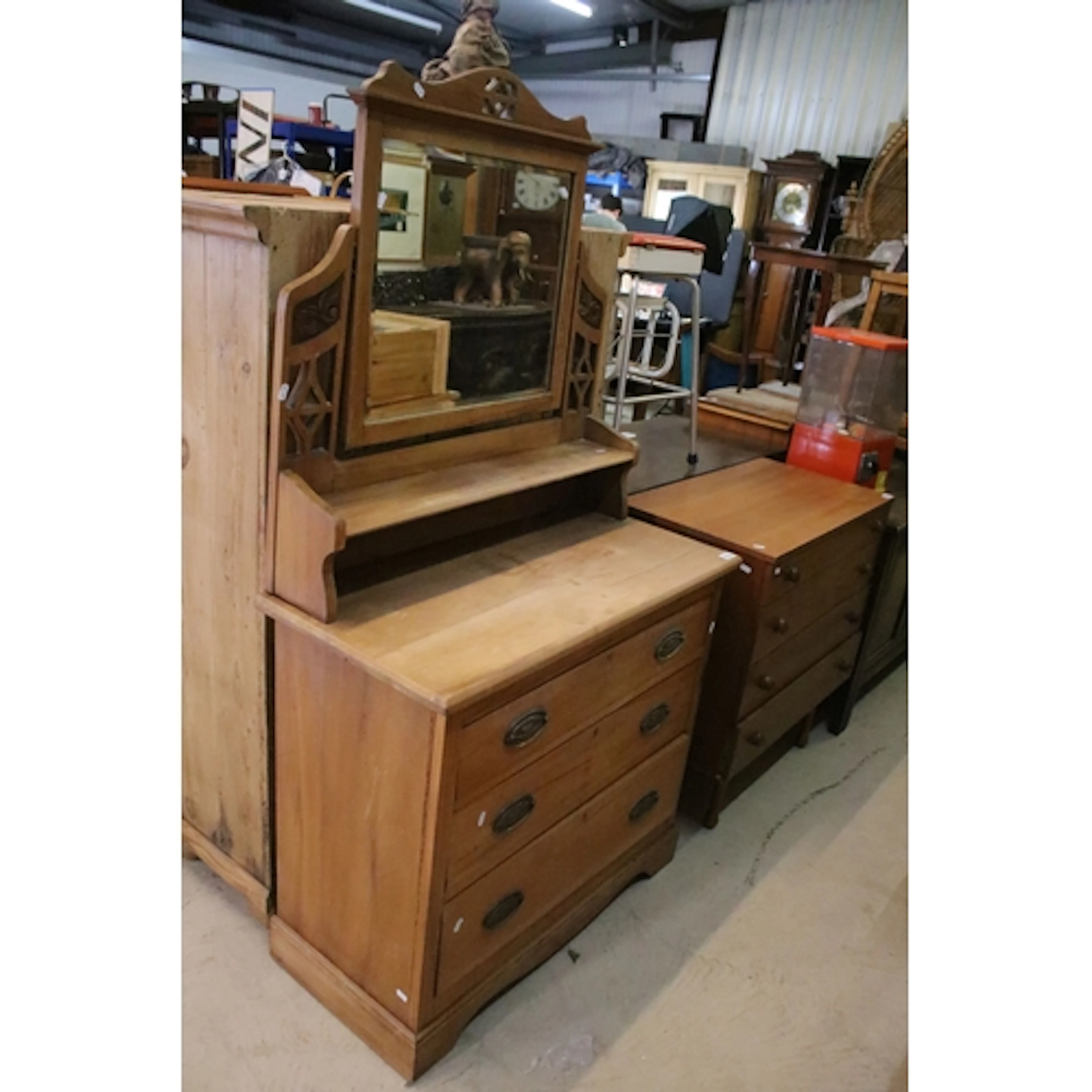 Early 20th century walnut dressing chest, having central rec...