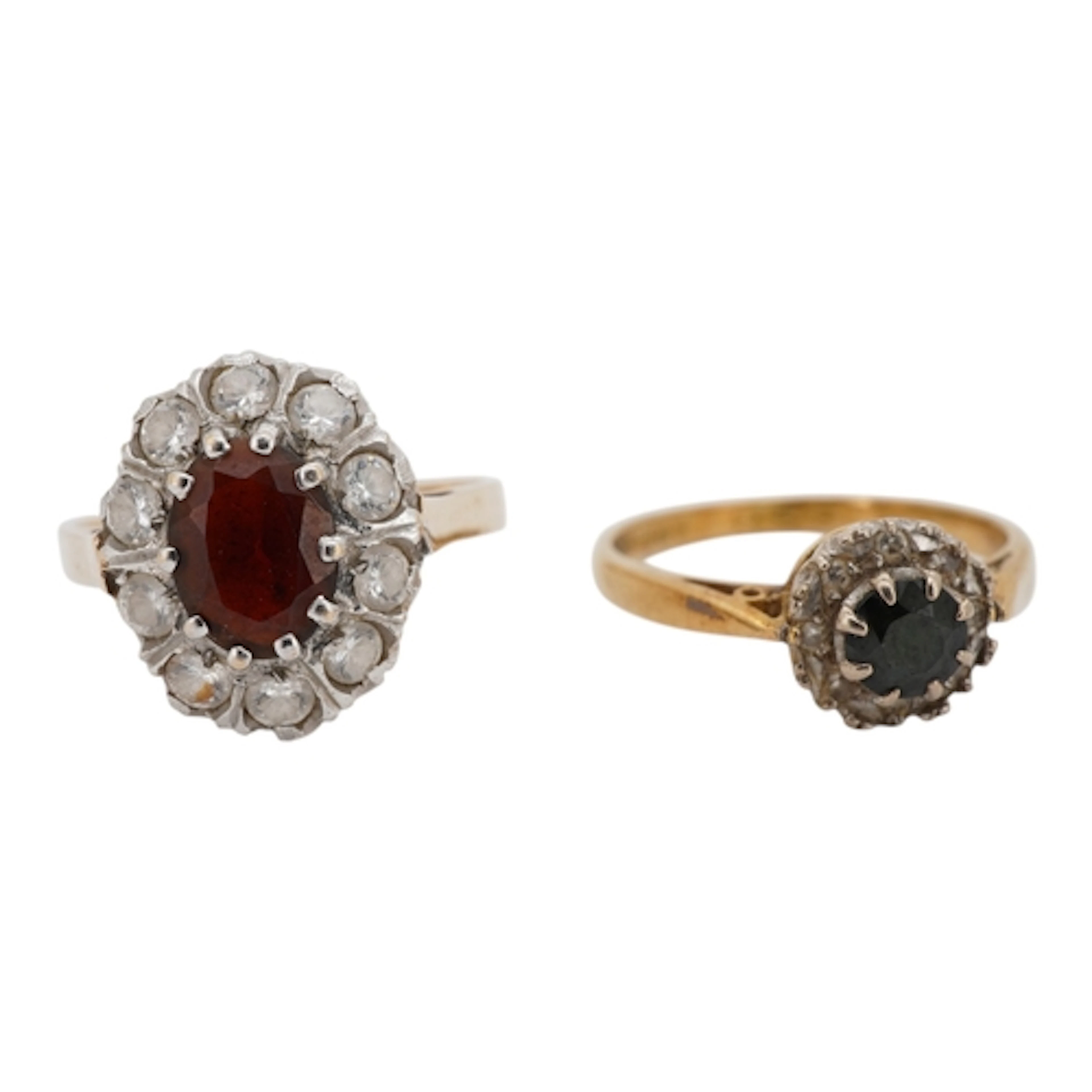 A small 18ct gold, sapphire and diamond cluster ring, size M...