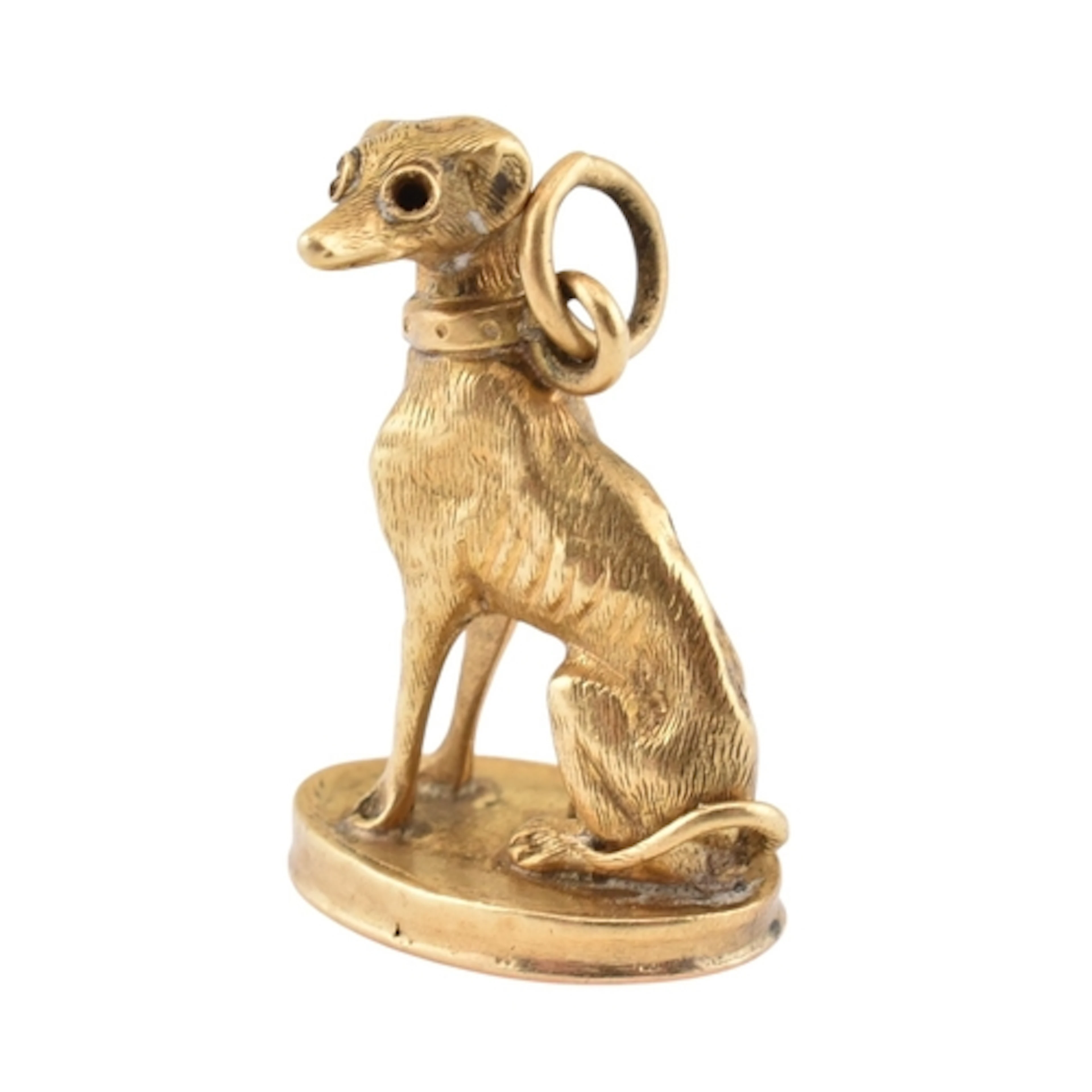 A 19th-century gold dog fob seal pendant. Partial continenta...