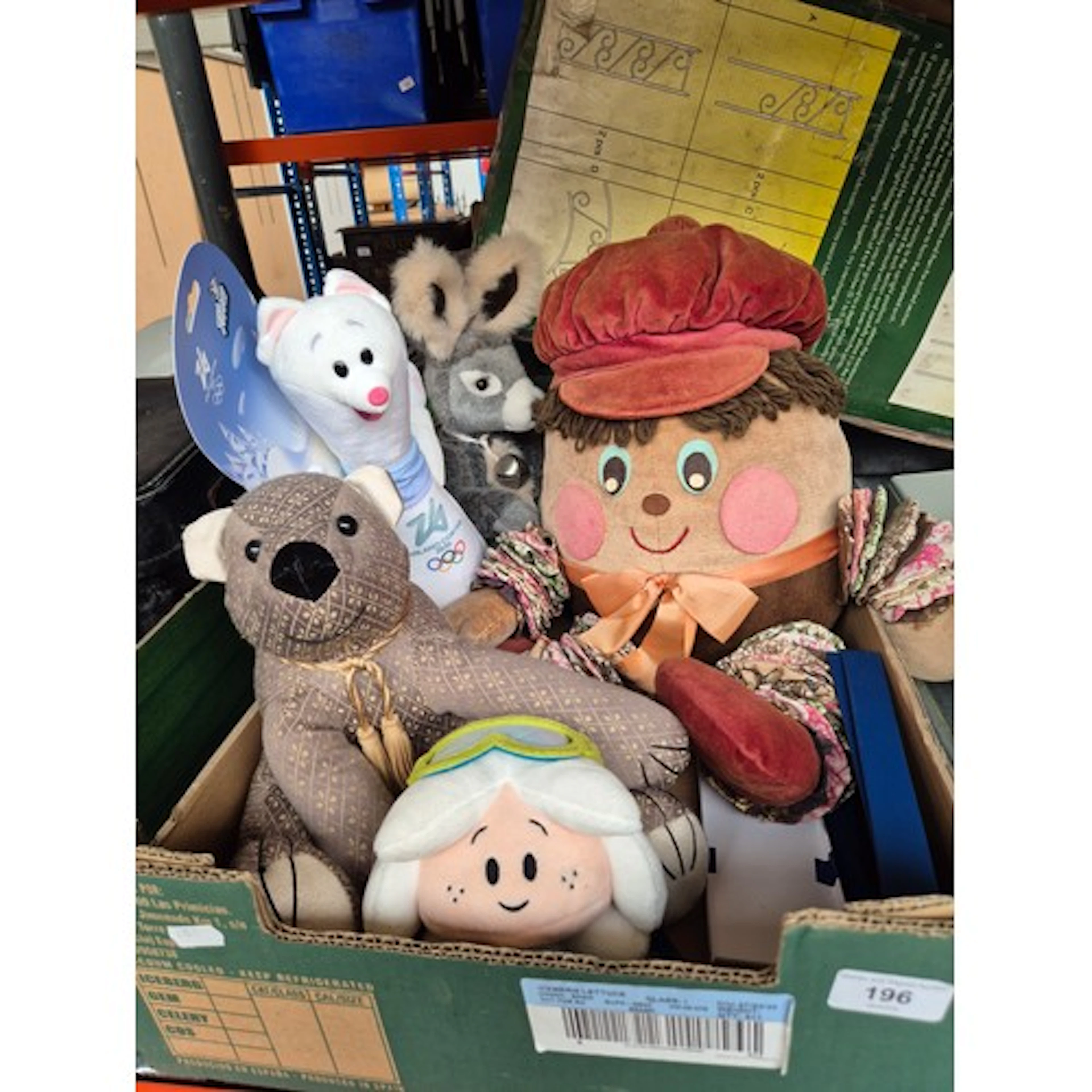 A box of soft toys including souvenirs from Winter Olympic G...