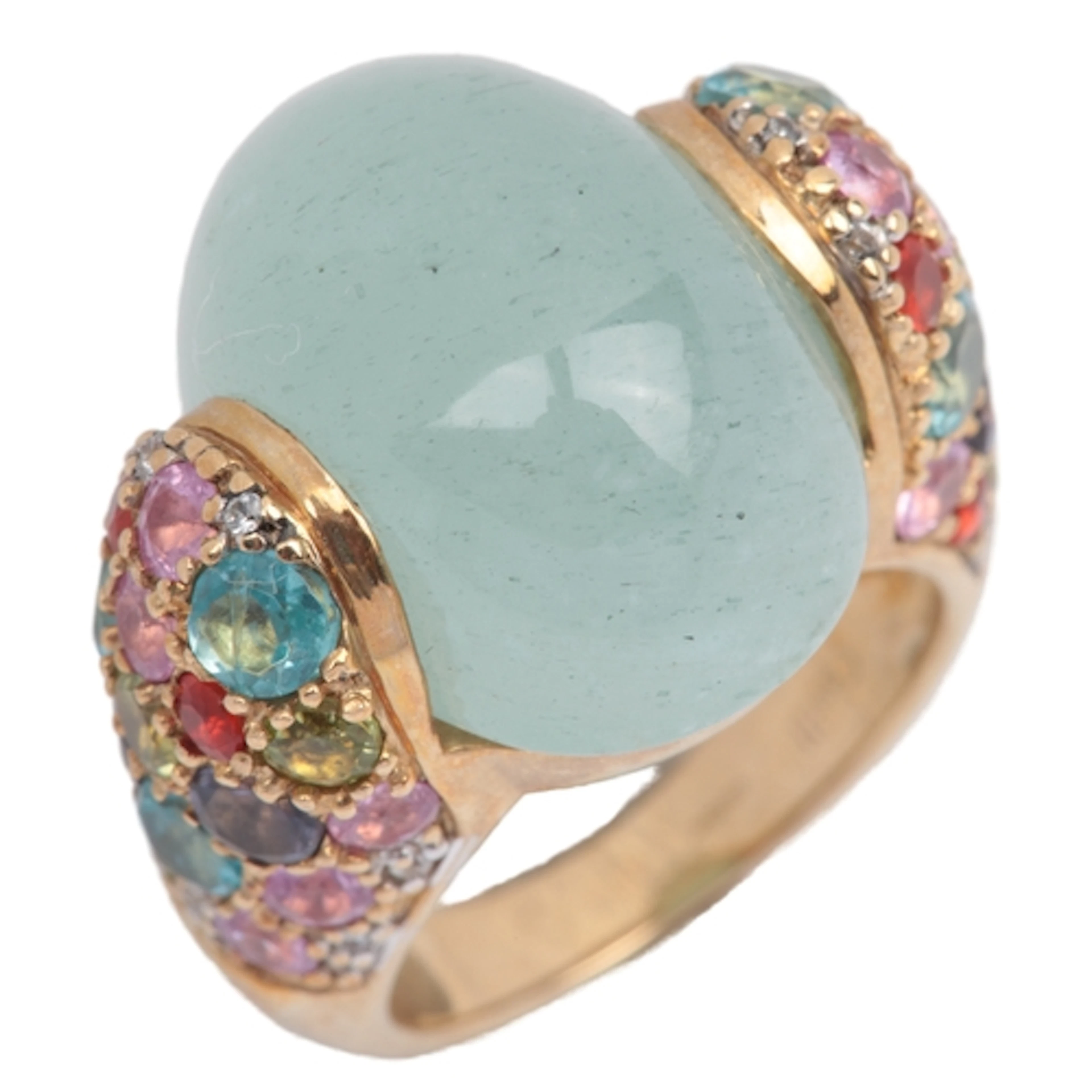 An aquamarine and multi-gem cocktail ring, set with an oval ...