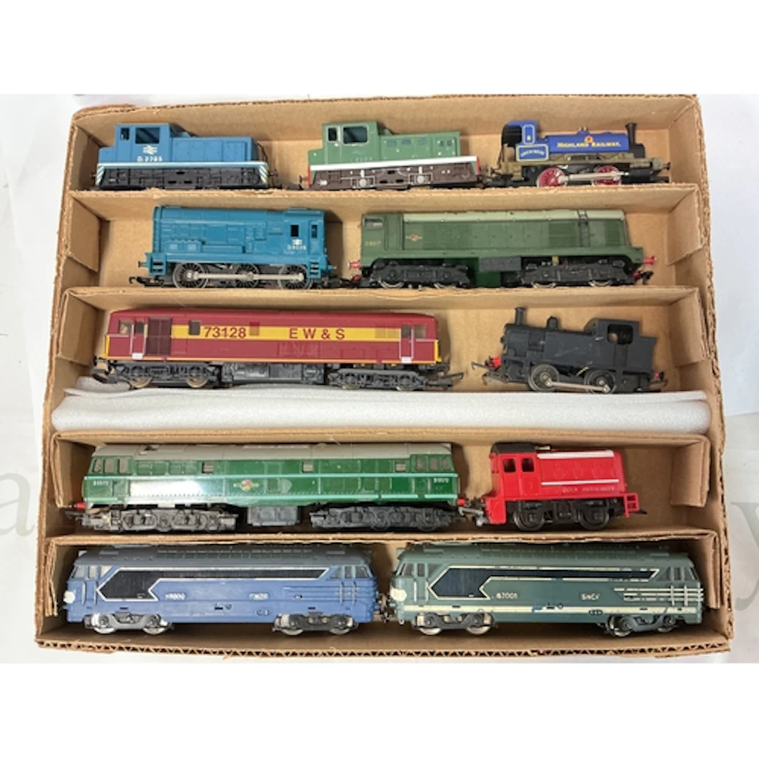 A Box Containing 11 00 Gauge Locomotives Including Tri-Ang, ...