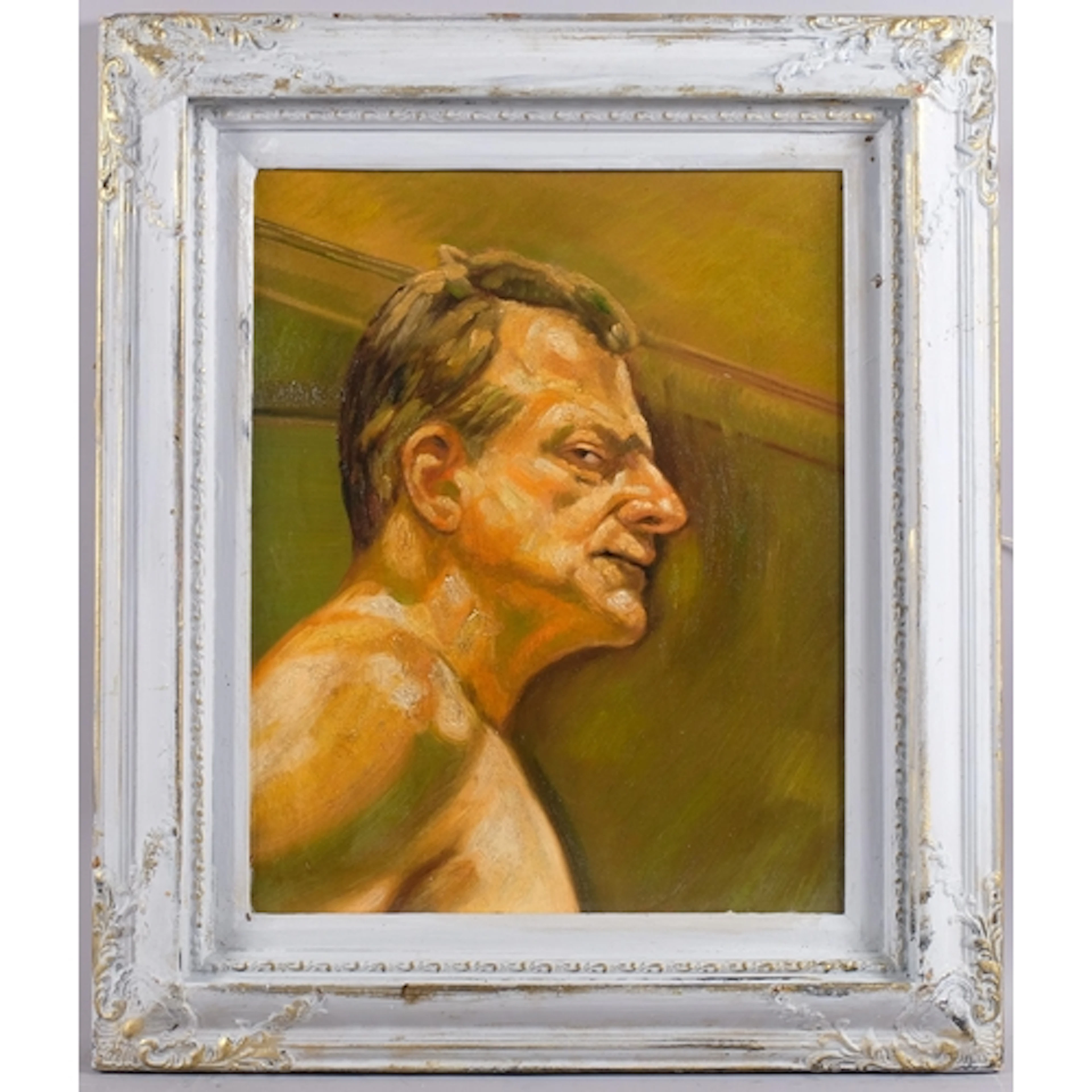 Portriat of Lucian Freud, modern oil on board, unsigned, 50c...