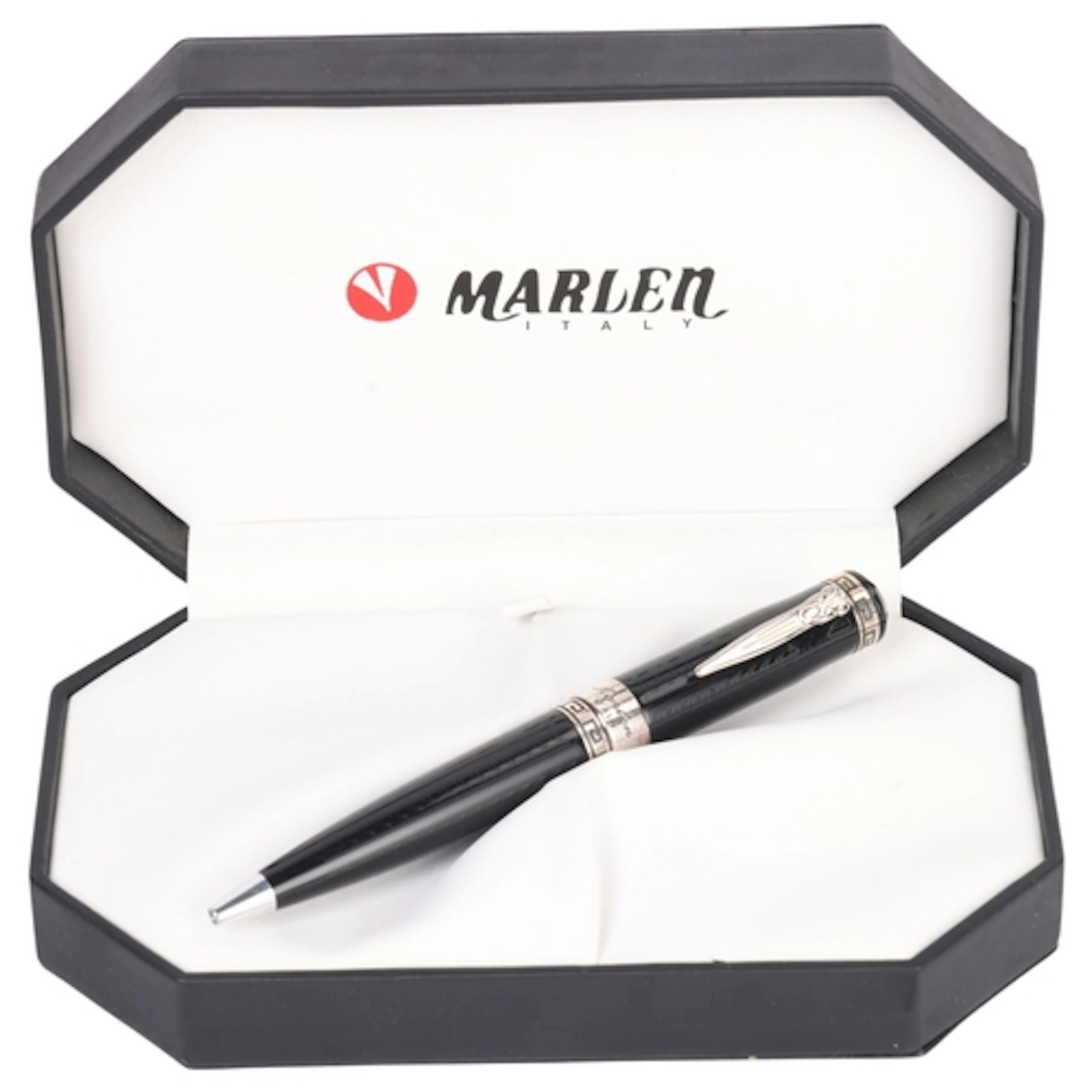 A Marlen, Italy, Odyseus ballpoint pen, black patterned resi...