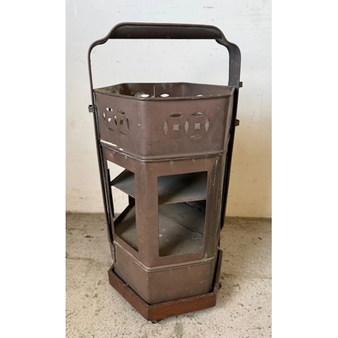 A vintage brass hexagonal asian street vendor noodle cart....