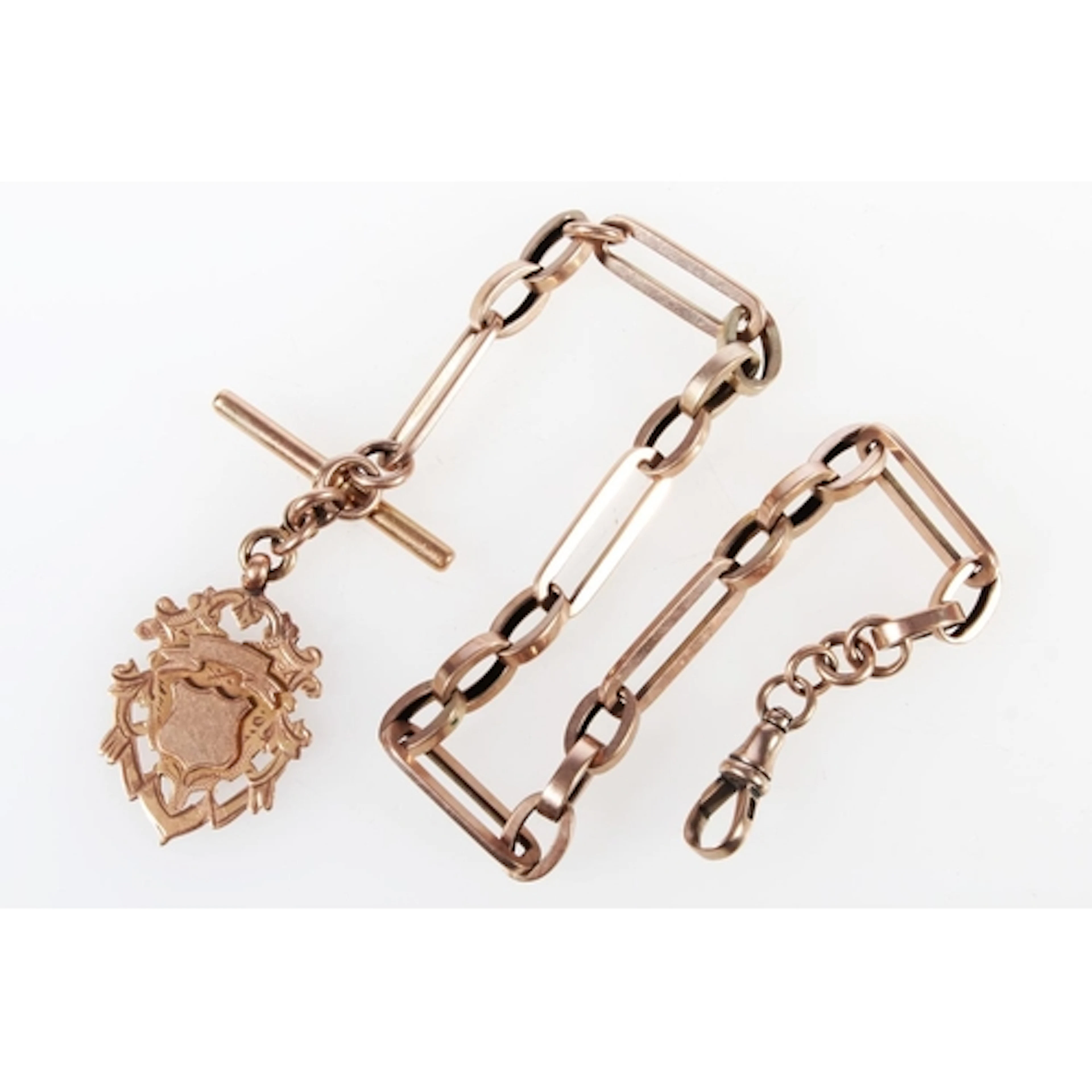 9ct yellow gold watch guard with 9ct yellow gold fob medal '...