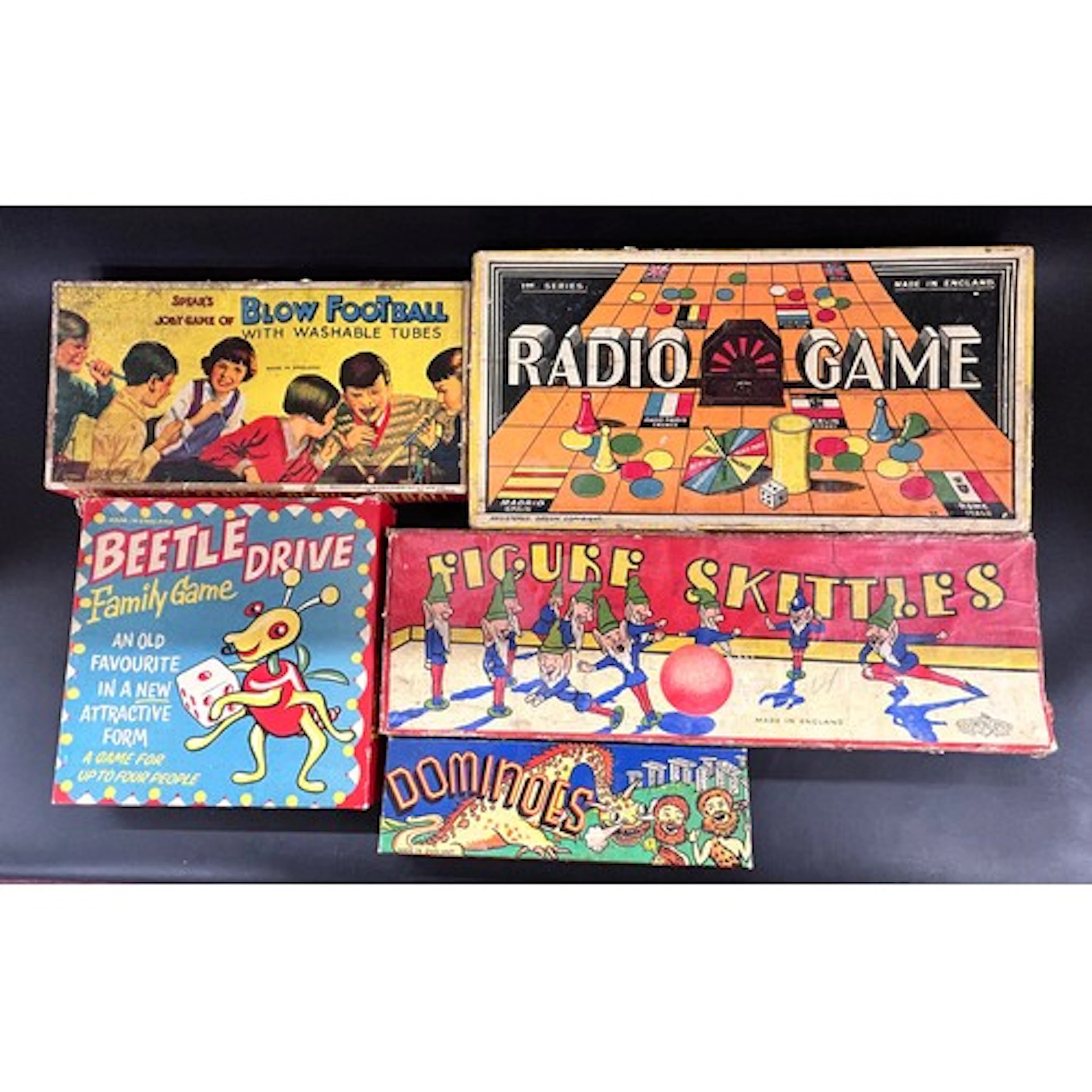 Five 1930s children's games all in original boxes, to includ...