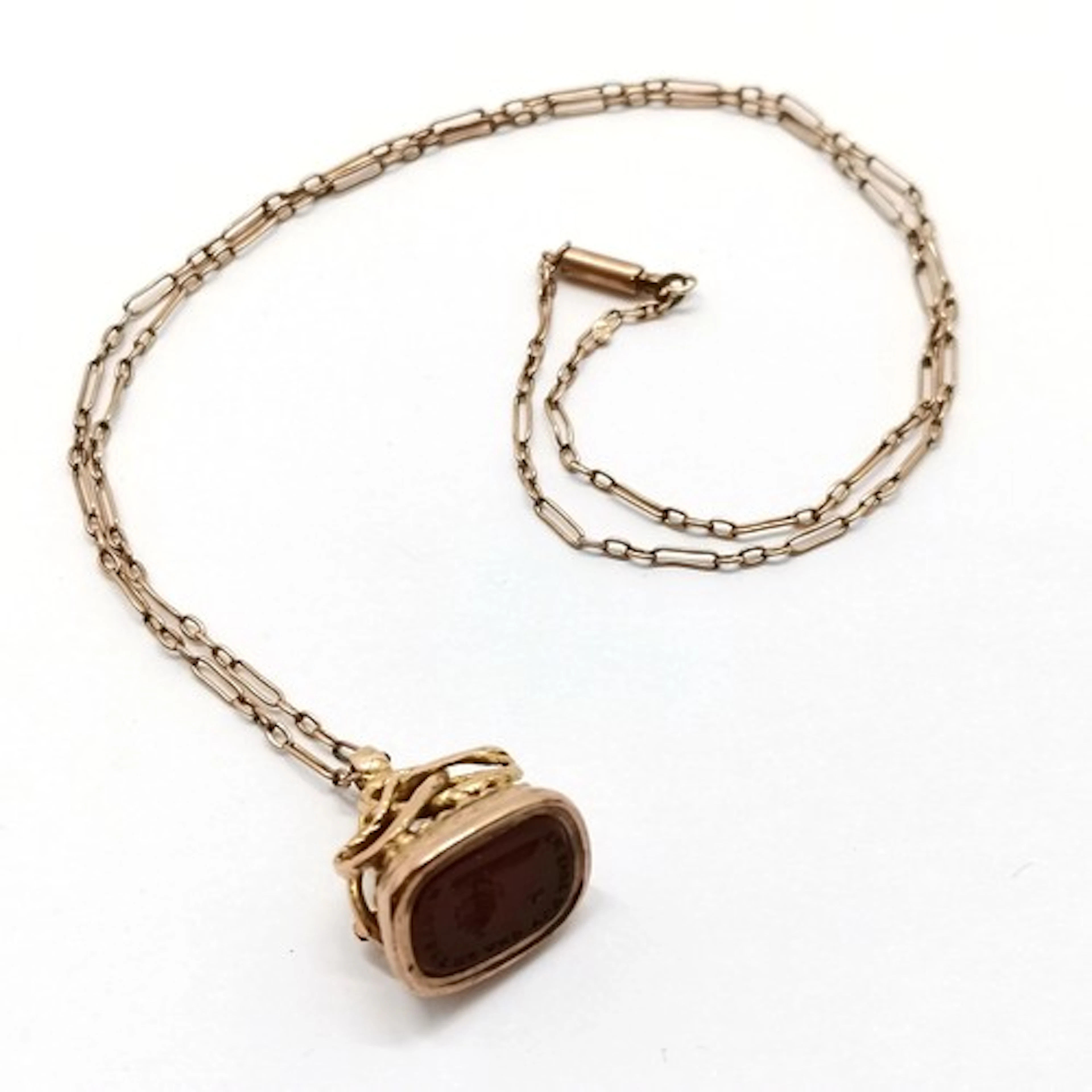 Antique unmarked (touch tests as) 14ct gold fob seal pendant...