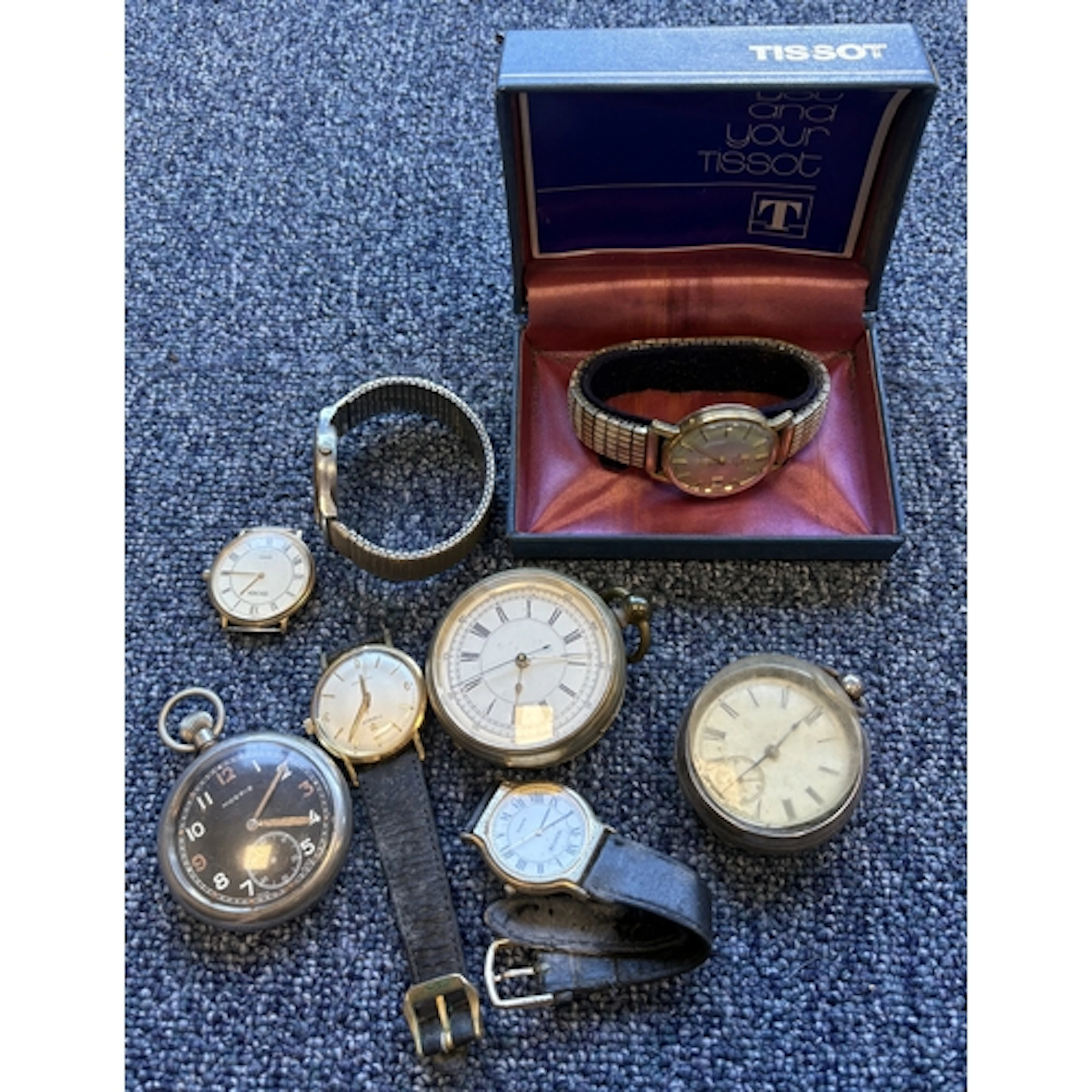 Two Tissot wristwatches together with other watches and pock...