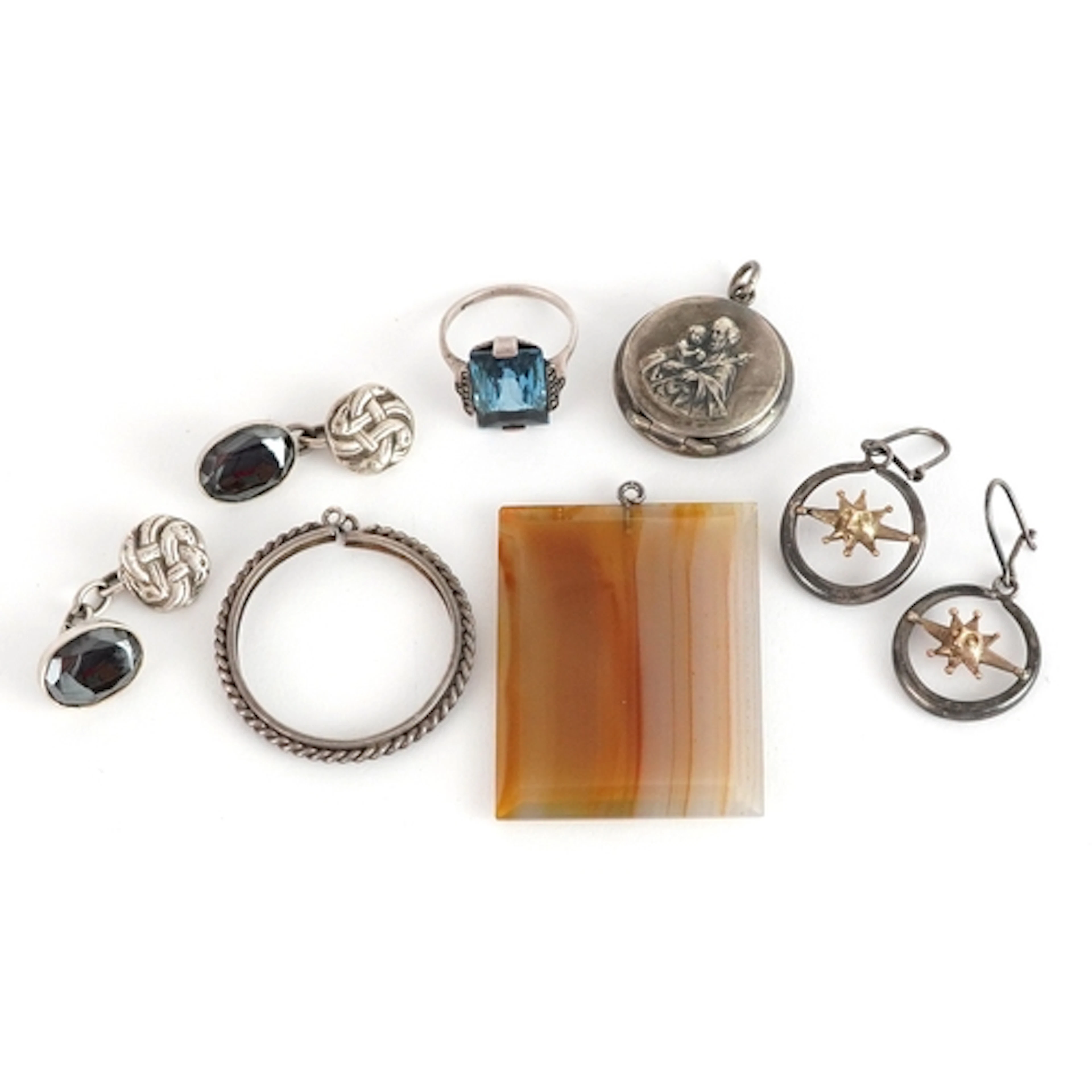 Antique and later silver and white metal jewellery including...