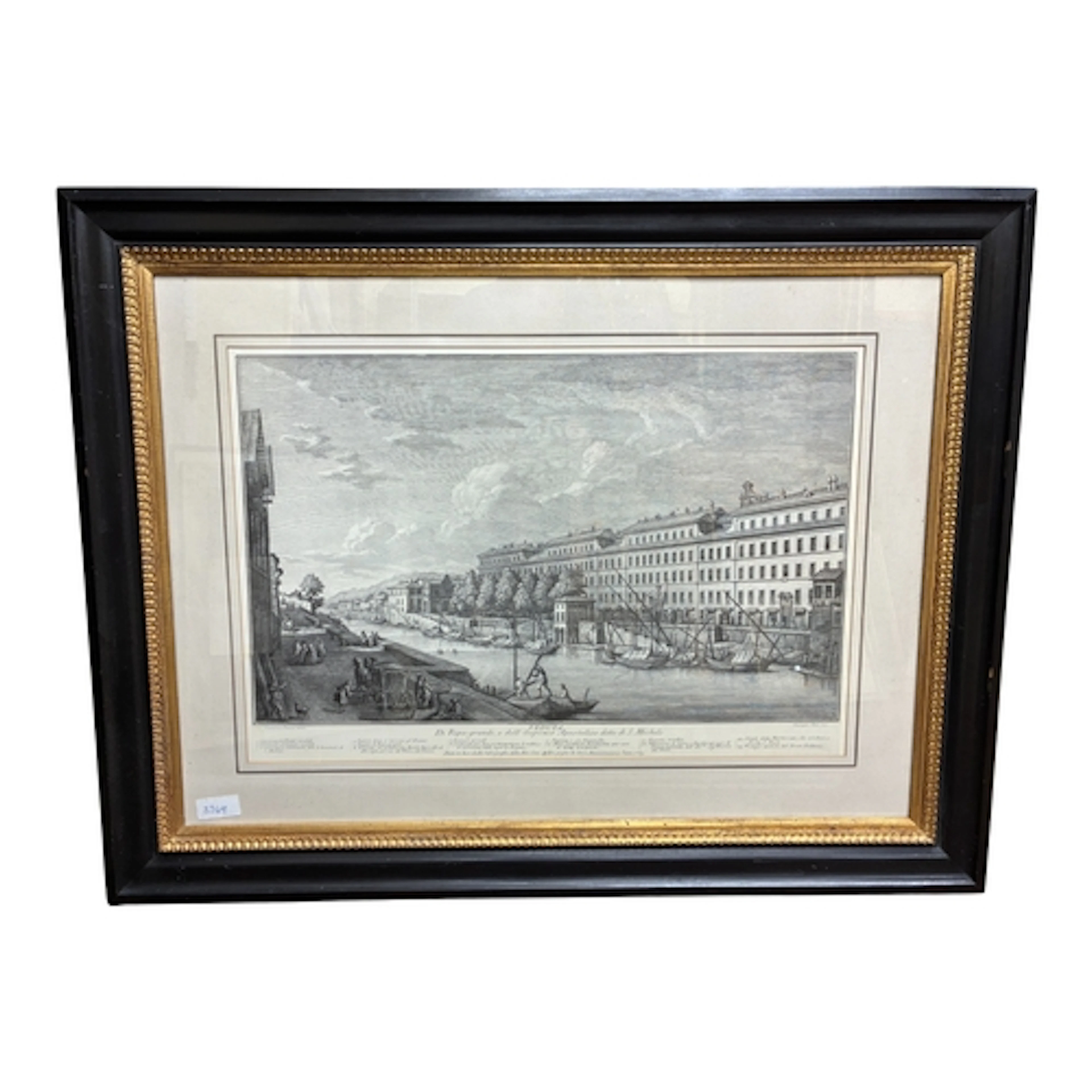 Two large framed reproduction Italian architectural prints, ...