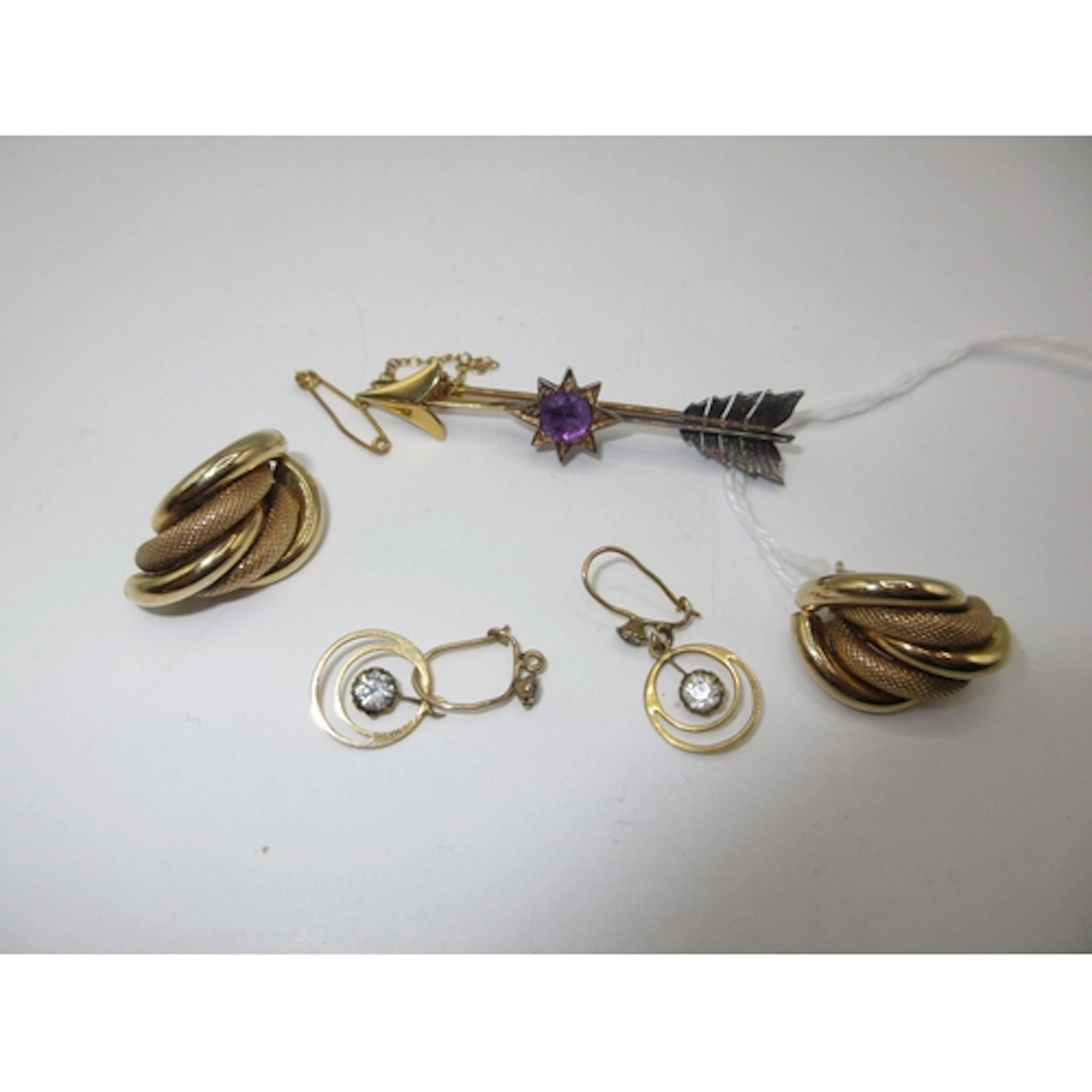 Pair of 9ct Gold Scroll Earrings, 3.8g, Unmarked Gold and Am...