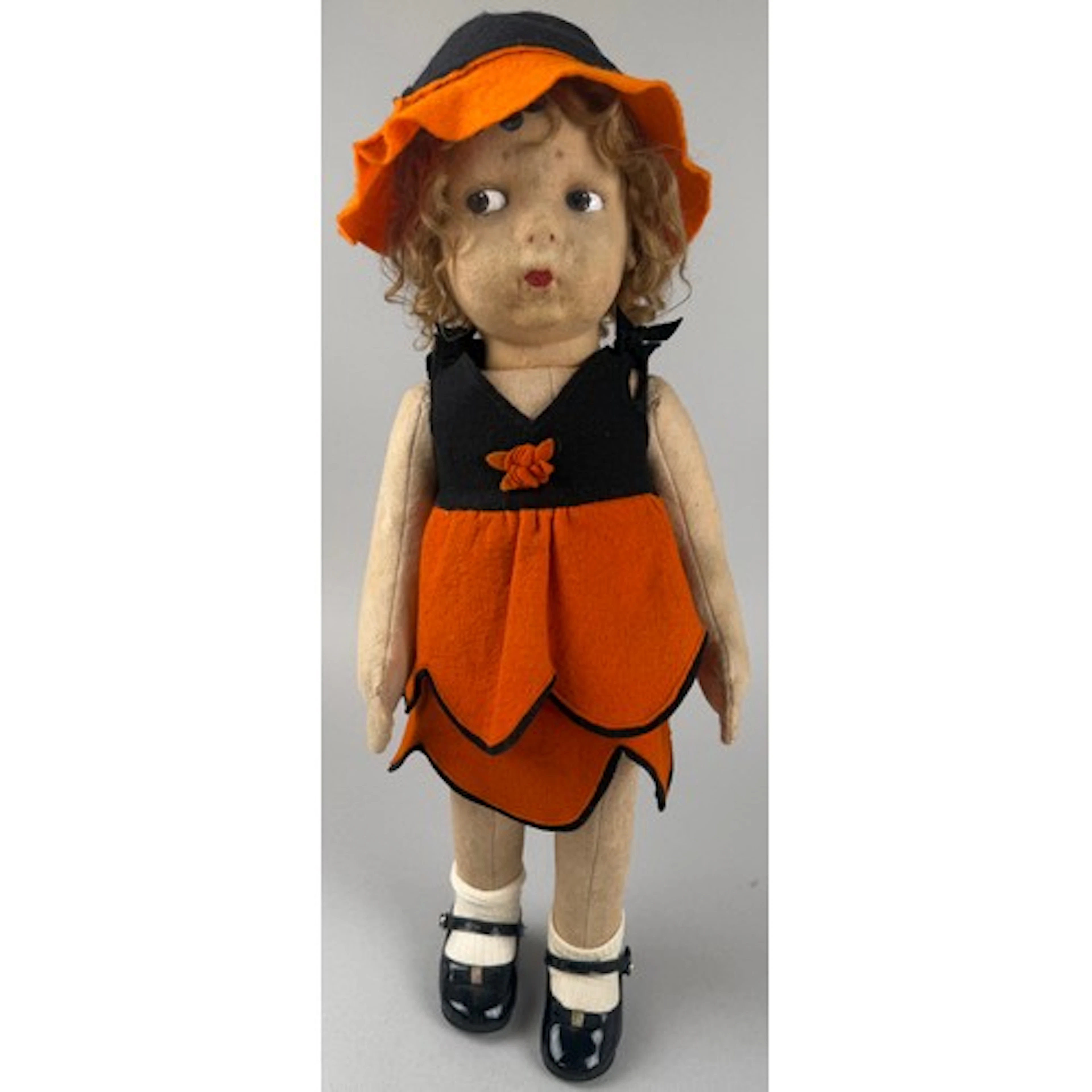 An early 20th century felt cloth doll, possibly Lenci, artic...