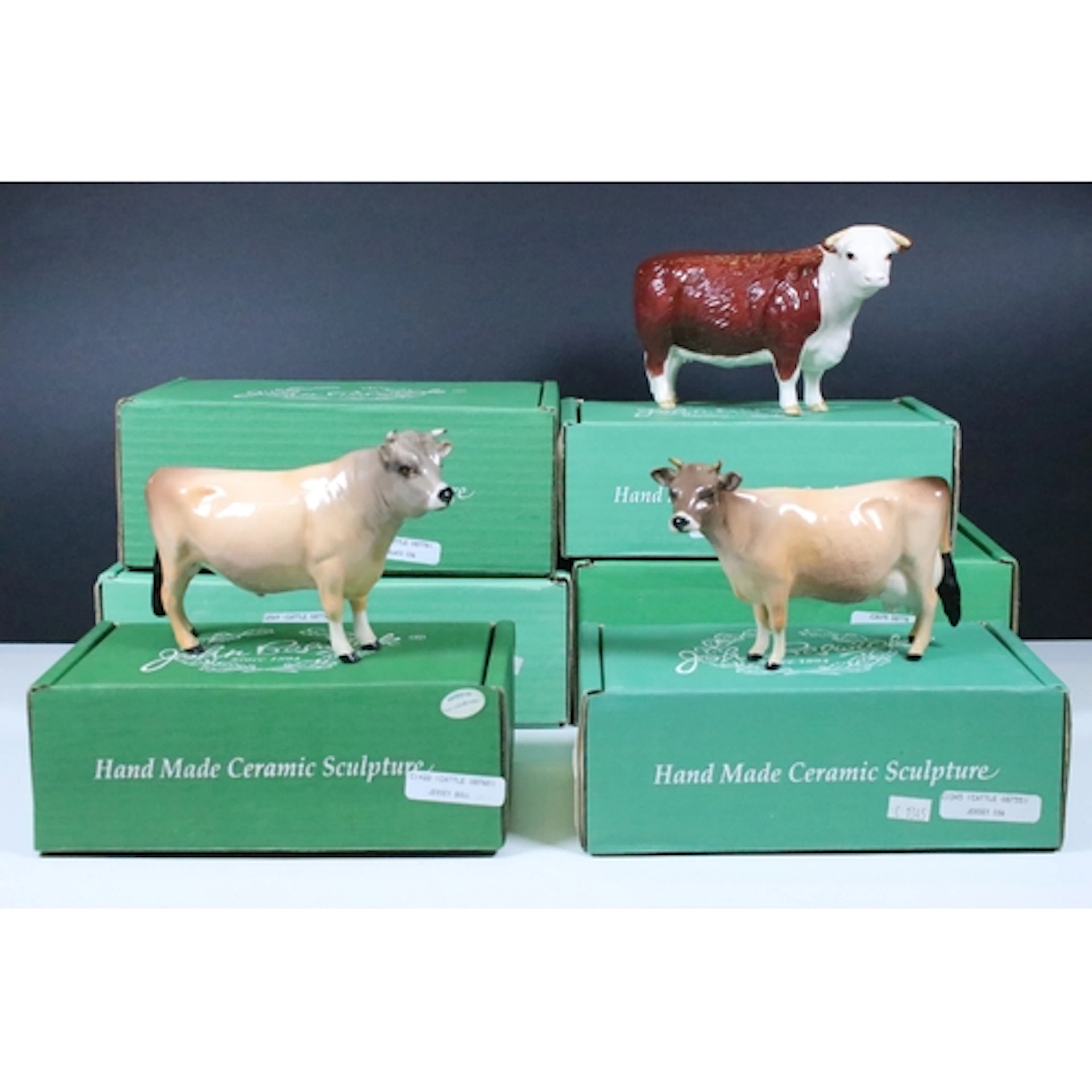 Group of six Beswick figures of Cows and Bulls, to comprise ...