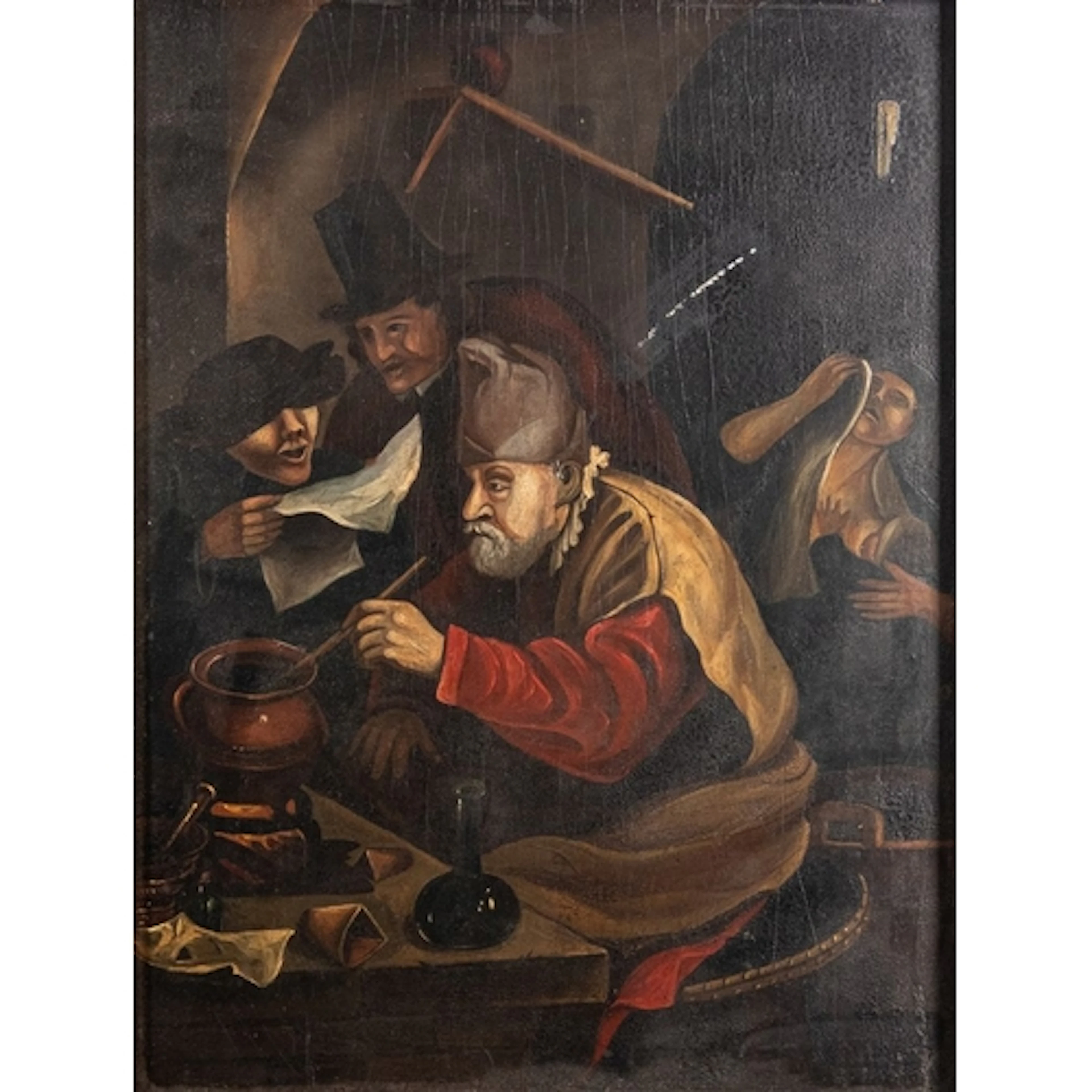 After Jan Steen (Dutch, 1626-1679) - An Alchemist - Oil on p...