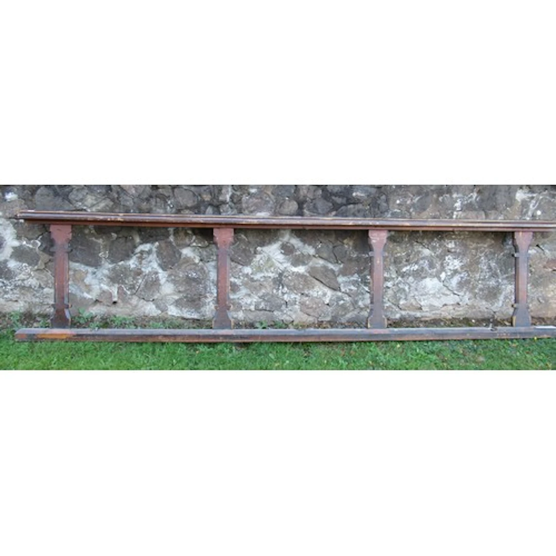 A Victorian carved oak pew front, with Gothic decoration and...