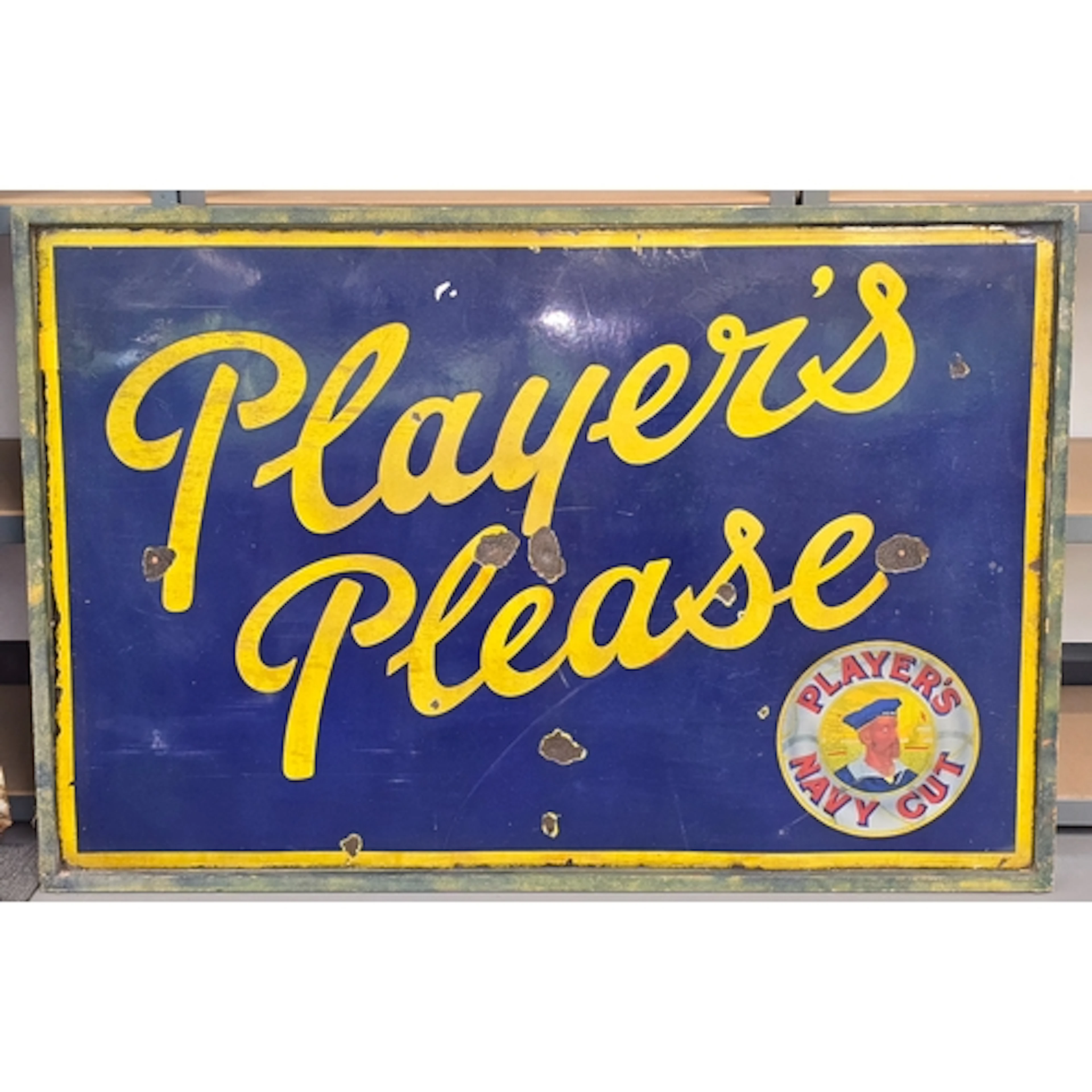 Vintage large Player's Navy Cut "Player's Please" blue and y...