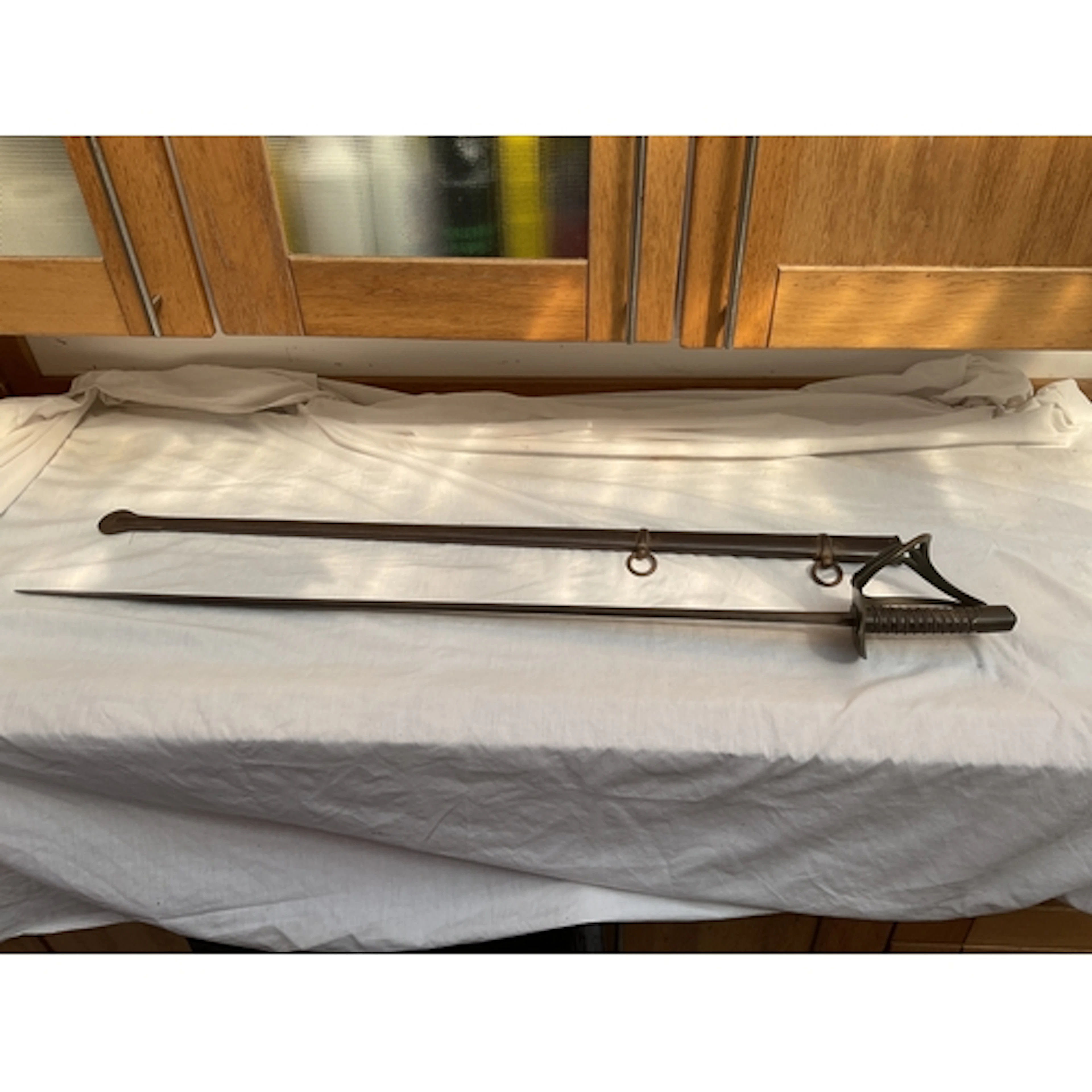 French 1814 sword and sheath.marked to the edge and double f...