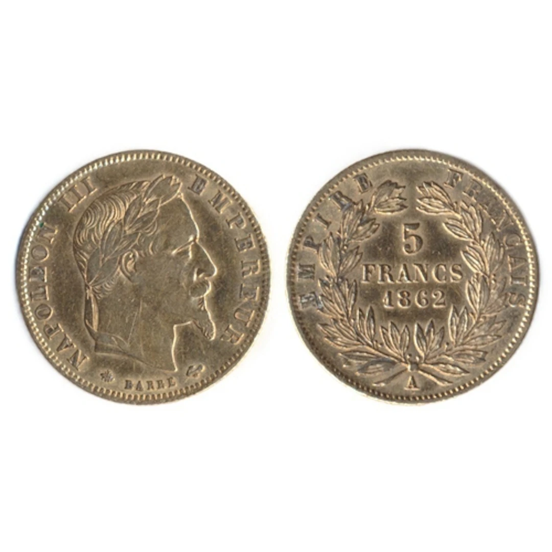 Investment Gold Lot - documents required. 1862 5 Francs, ver...