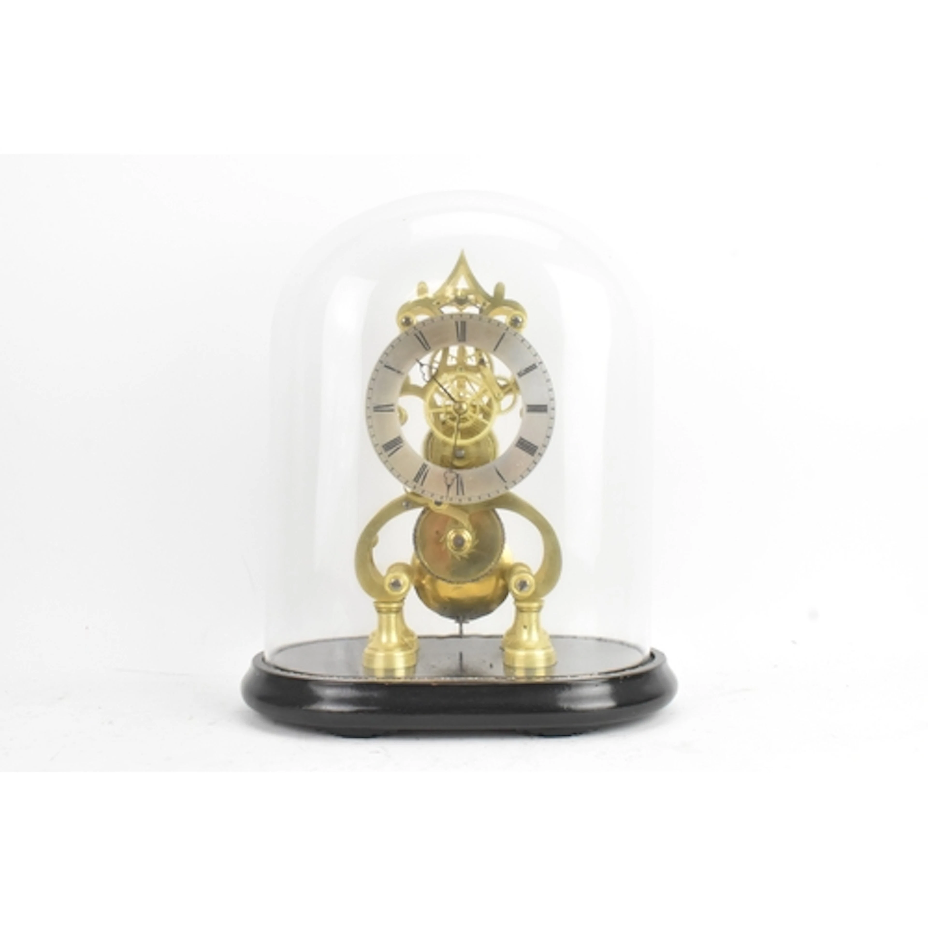 A Victorian 8 day skeleton clock, the silvered dial with Rom...