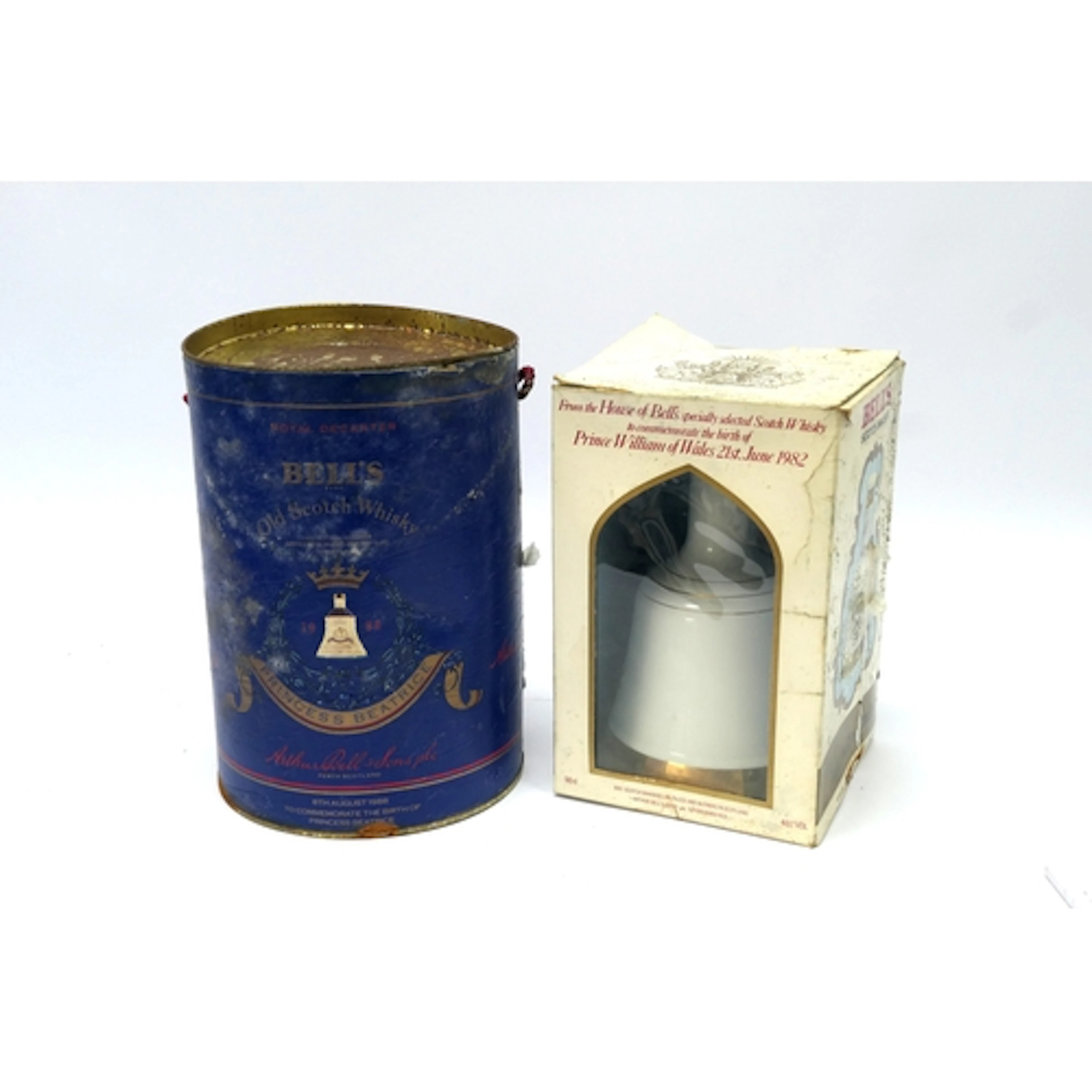 Whisky - Two Bell's Commemorative Bell Whisky Decanters.