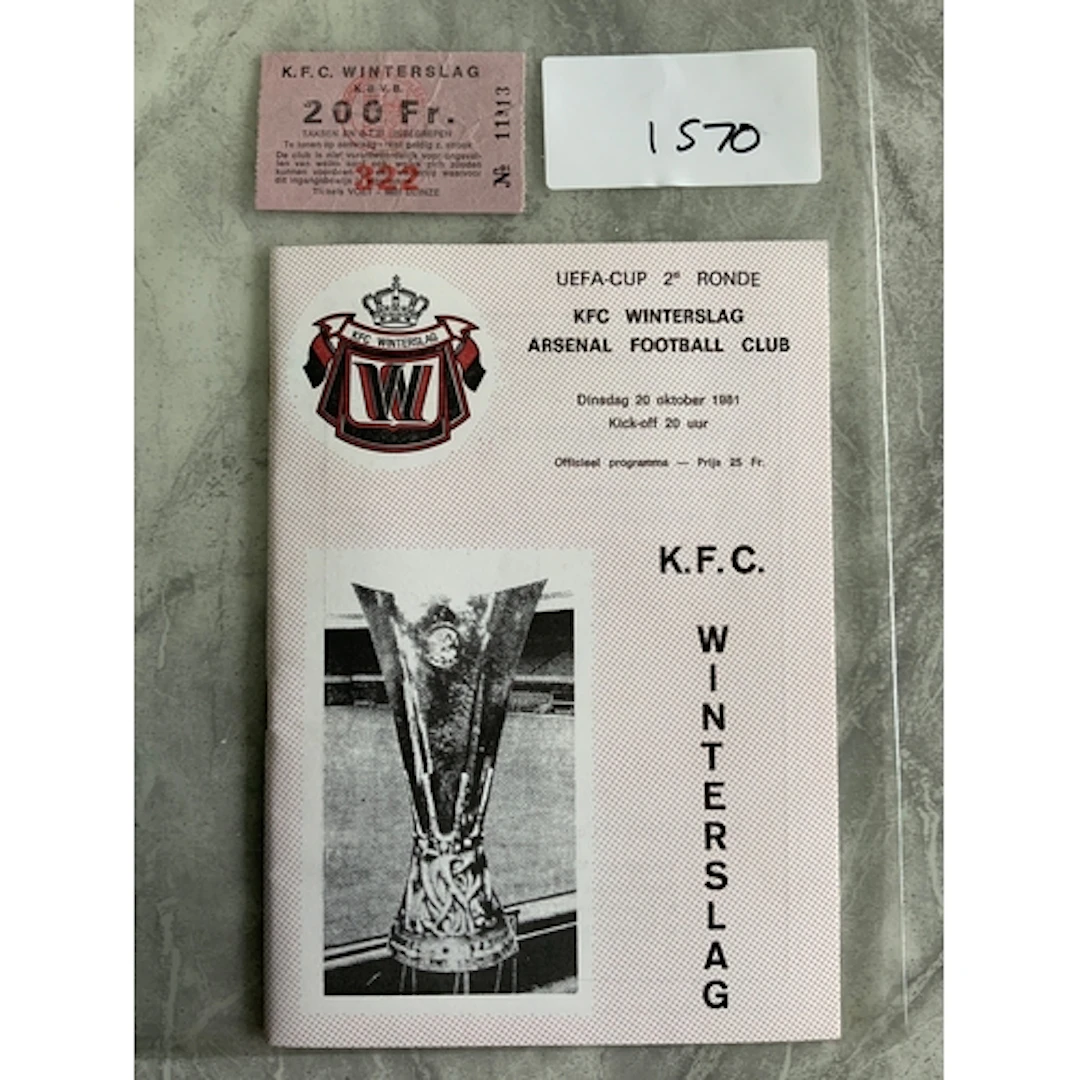 81/82 Winterslag v Arsenal UEFA Cup Football Ticket: Very go...