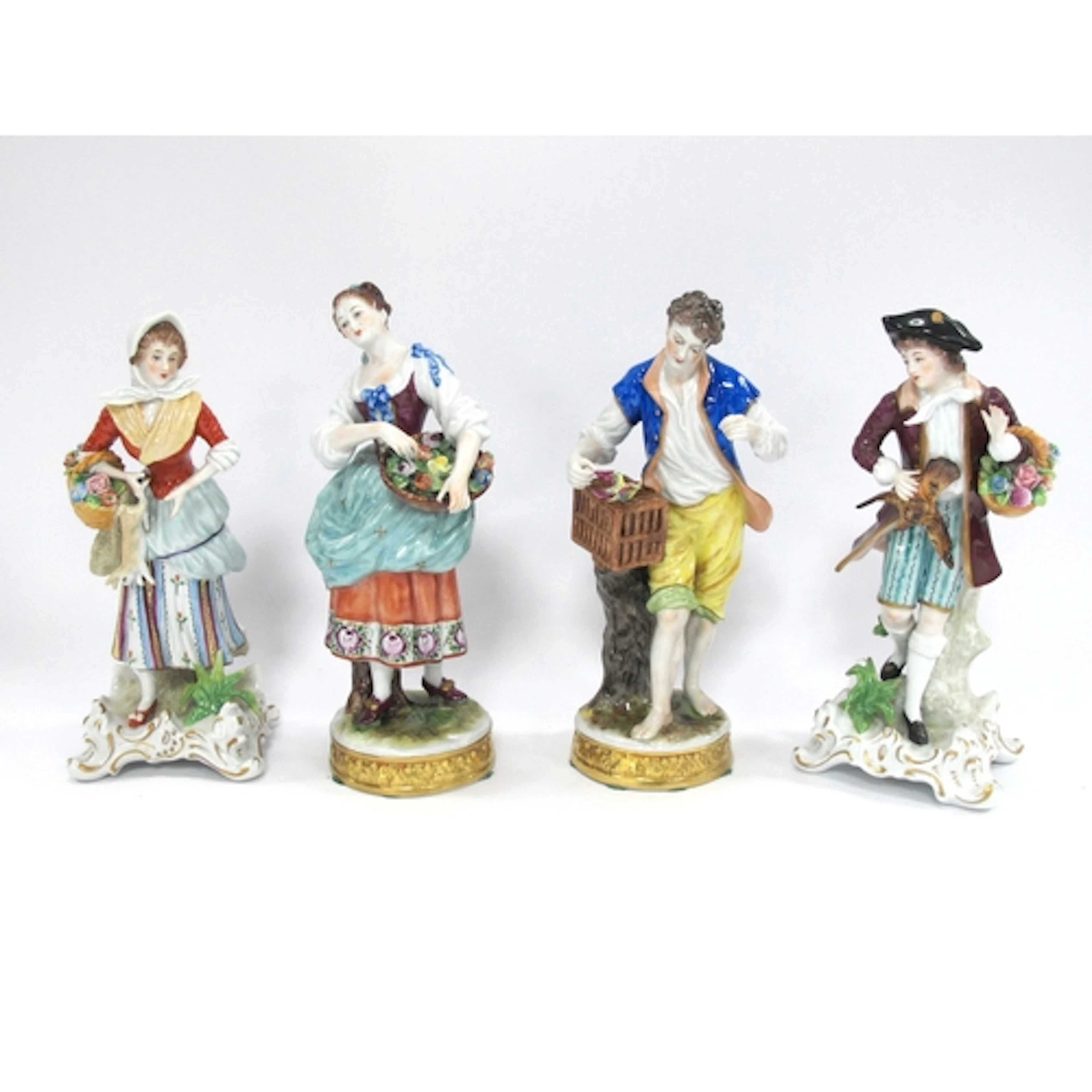 Pair of Sitzendorf Figurines of Flower Sellers together with...