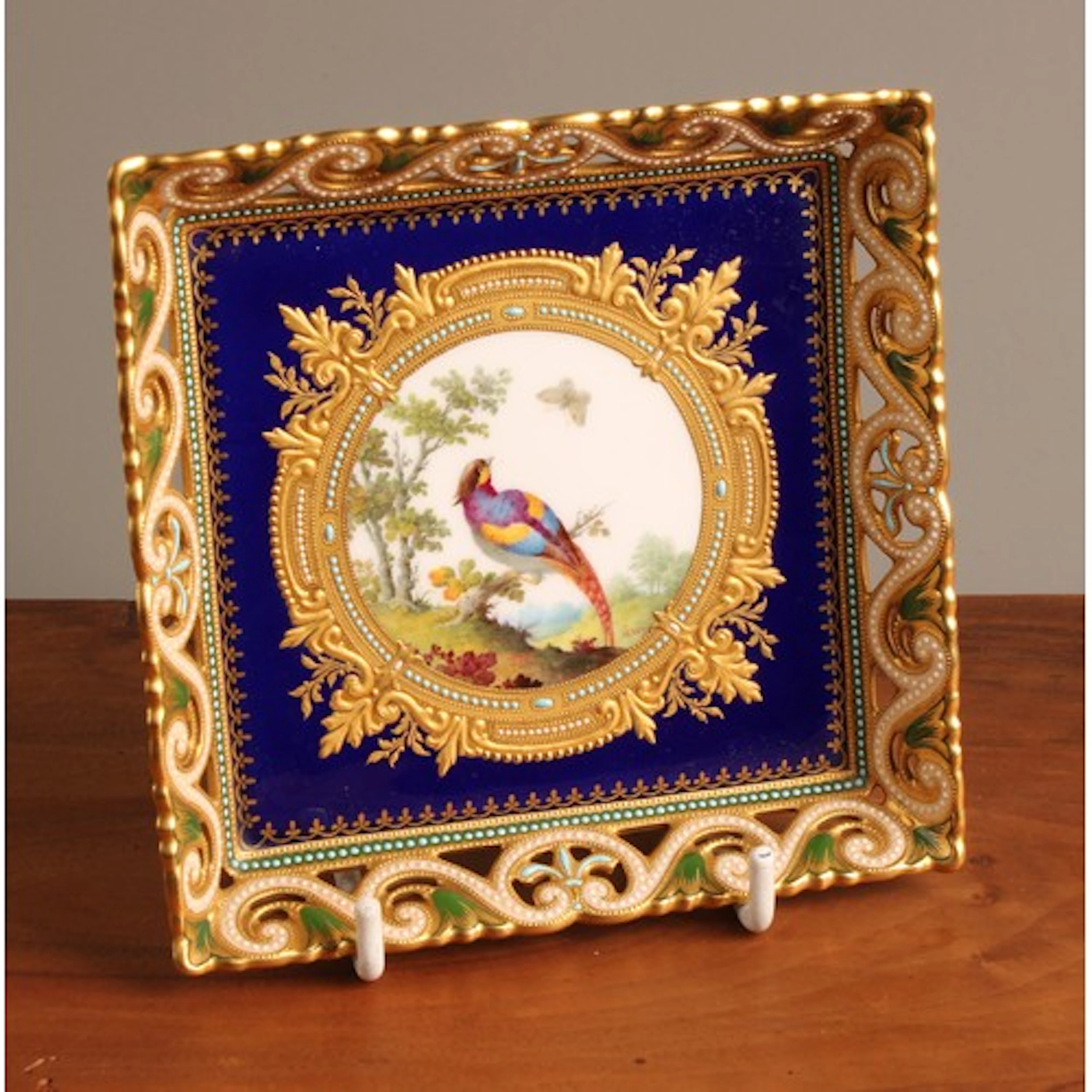 A Royal Crown Derby pierced square bon-bon dish by Désiré Le...