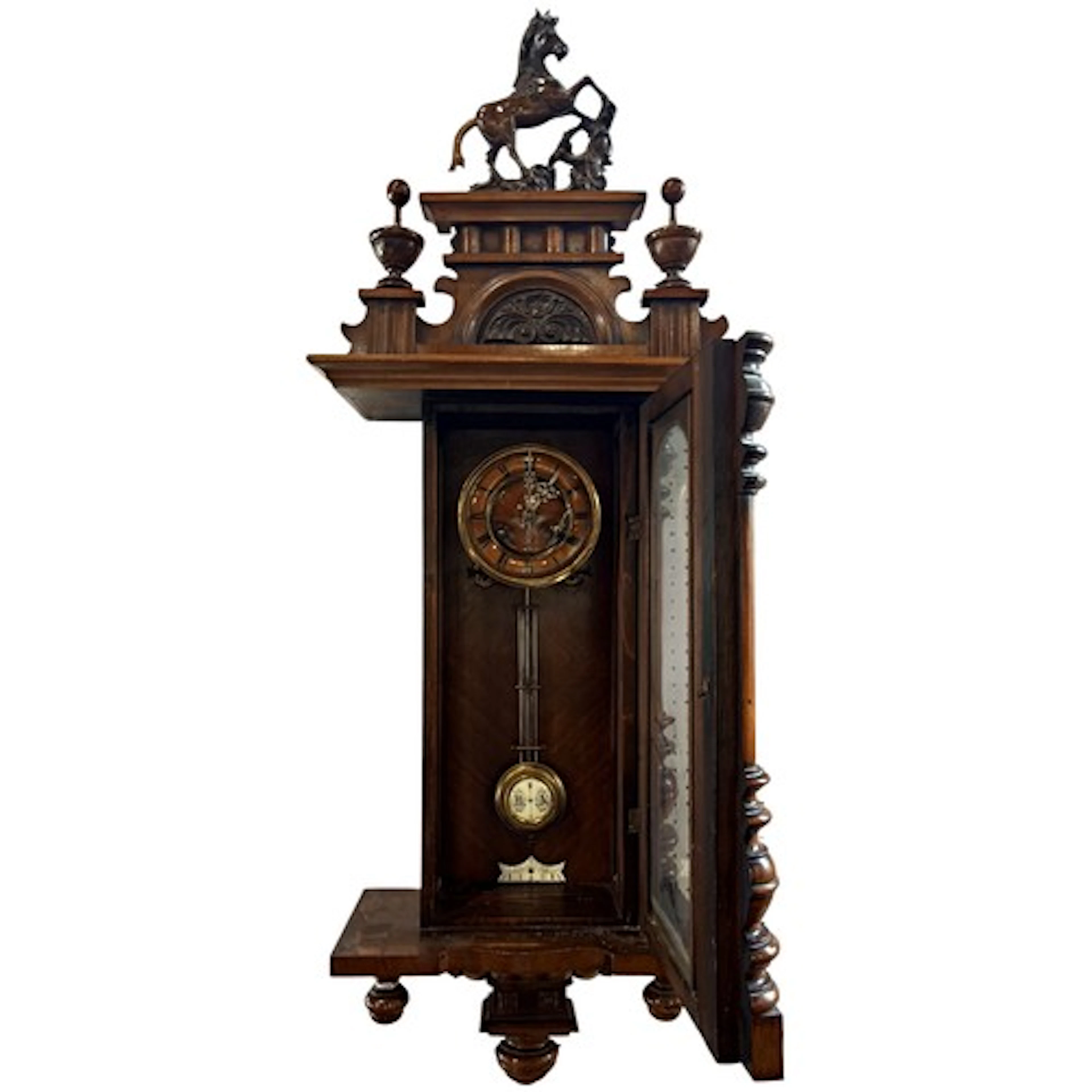 An early 20th century mahogany cased Vienna regulator wall c...